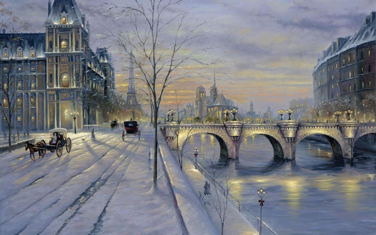 Christmas in Paris Wallpaper. Paris winter in france 1440x900 Wallpaper, Paris 1440x900 Wallpaper. Paris winter, Winter painting, Winter landscape