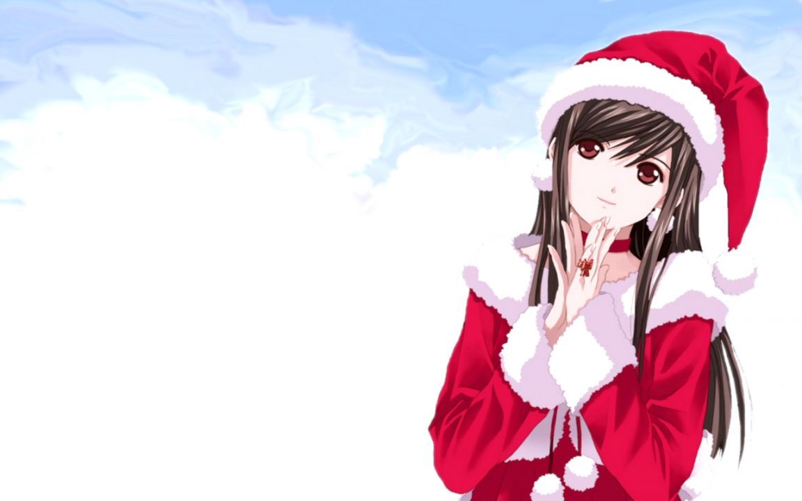 Anime Christmas Girl With Gift Wallpaper HD