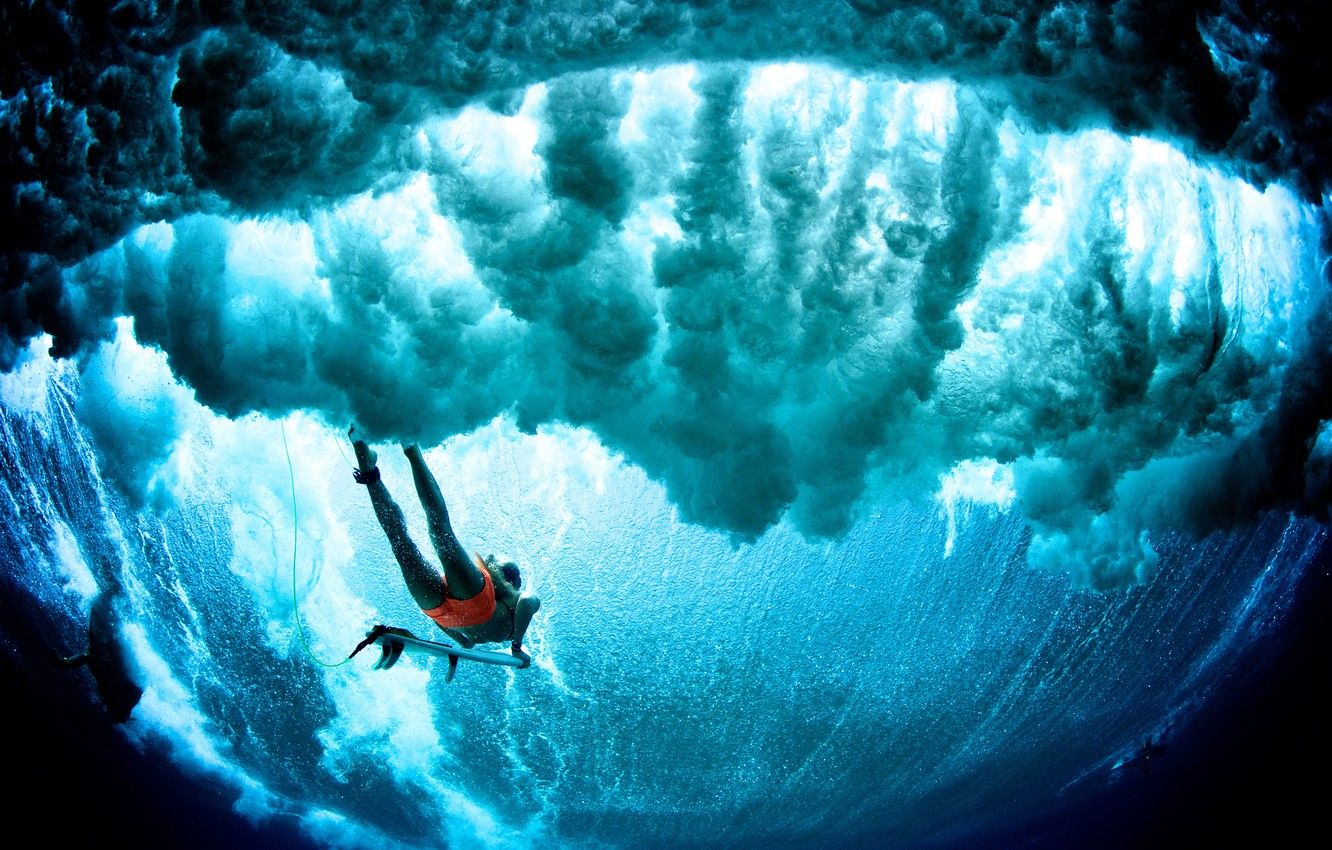 Wallpaper surf, wave, female image for desktop, section спорт