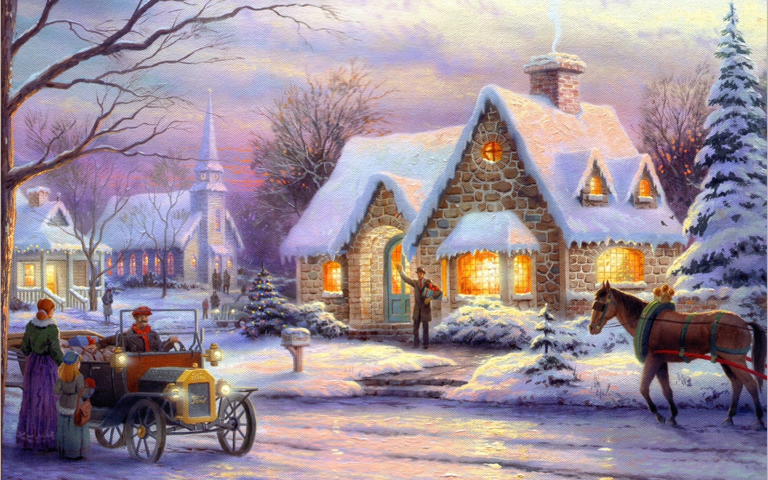 Christmas Cottage Wallpaper