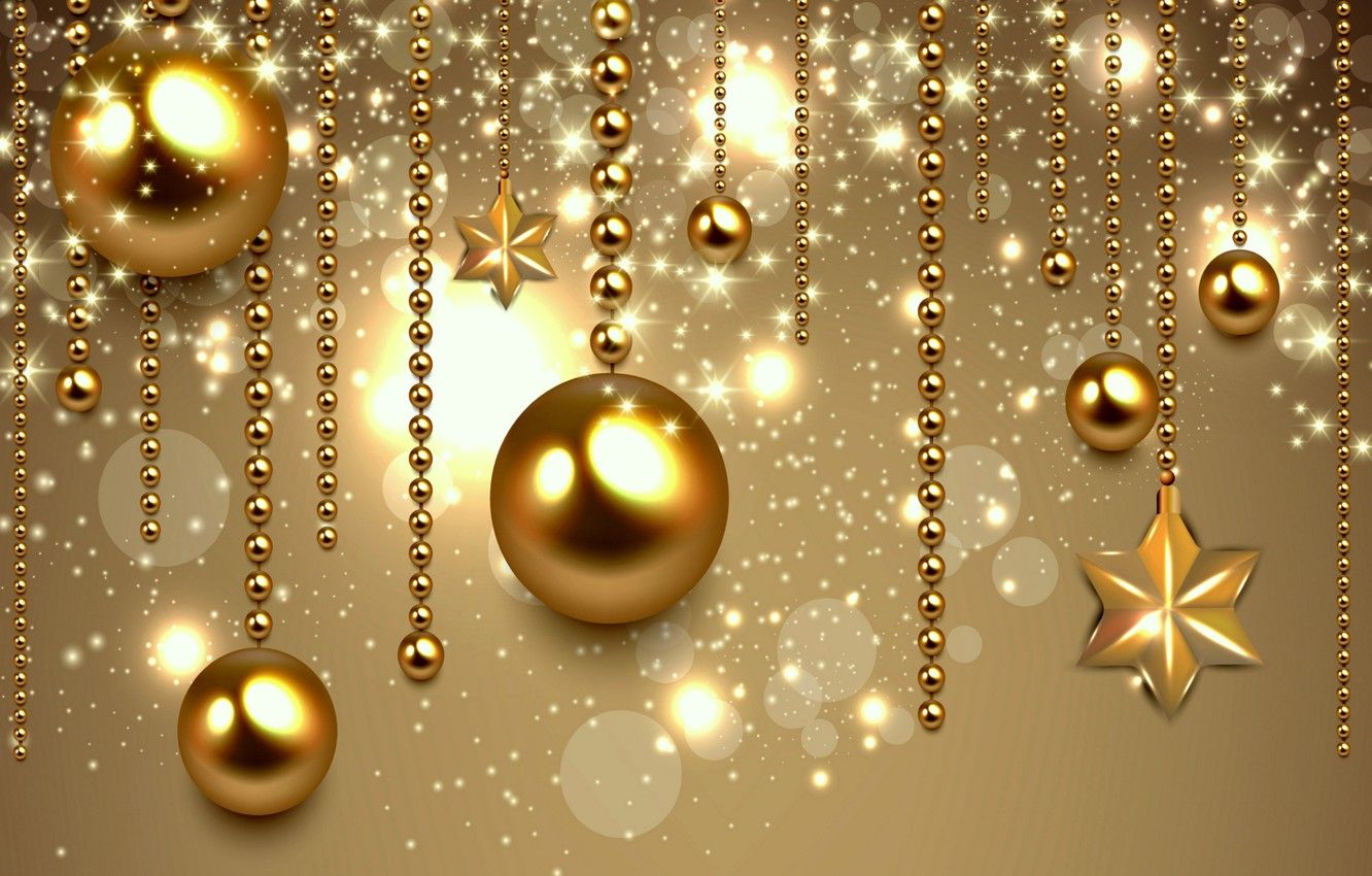 Wallpaper decoration, balls, New Year, Christmas, golden, Christmas, balls, New Year, decoration image for desktop, section новый год