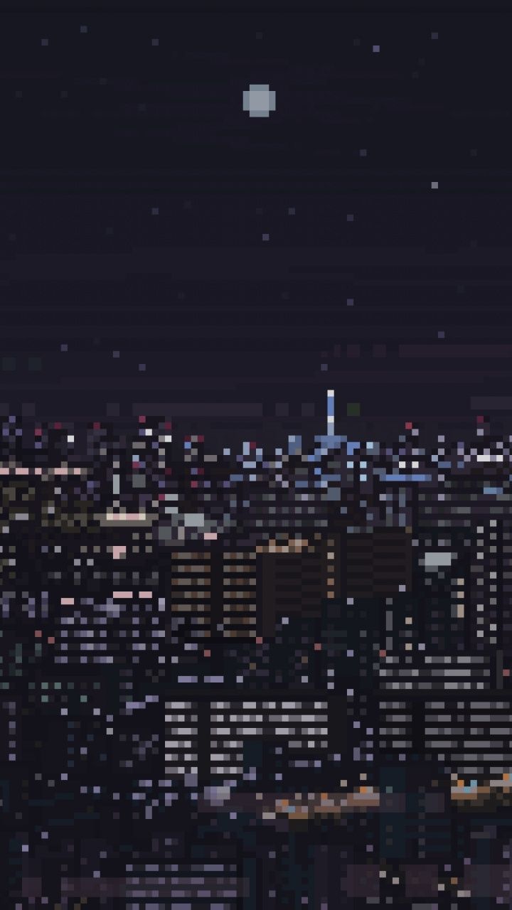 Cityscape, dark, pixel art Wallpaper .com