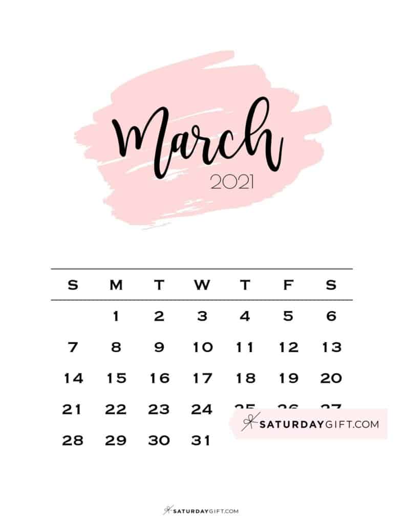 Cute (& Free!) Printable March 2021 Calendar