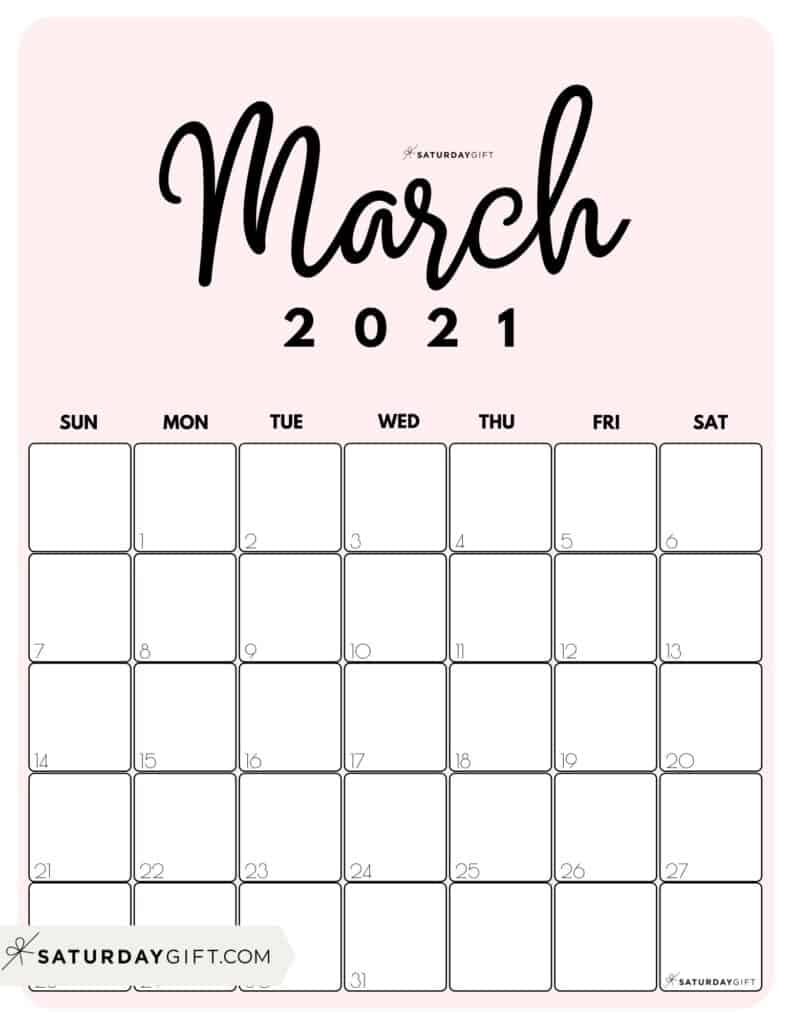 Cute (& Free!) Printable March 2021 Calendar