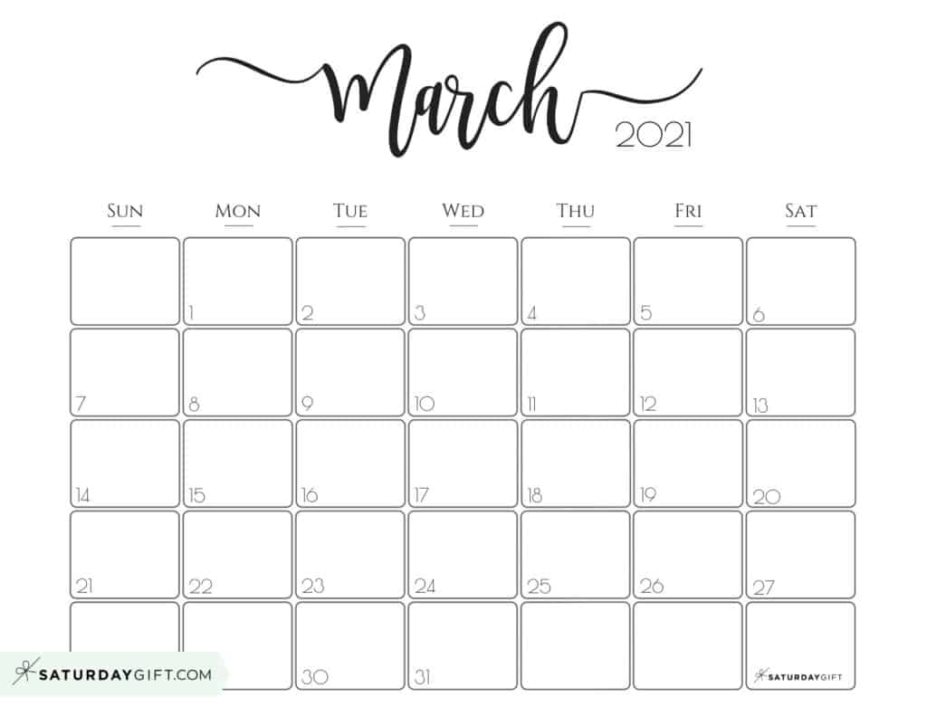 Cute (& Free!) Printable March 2021 Calendar