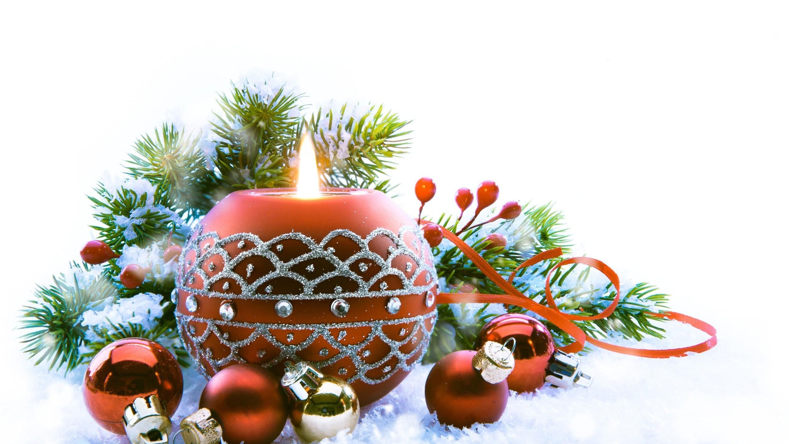 Winter Christmas Candles Decorations Holiday New Year wallpaperx1440