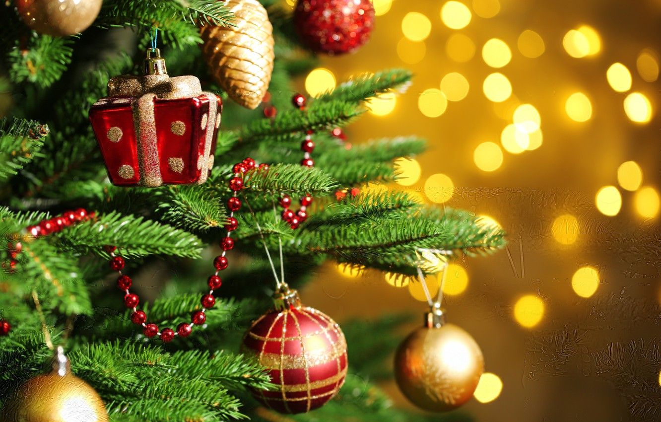 Wallpaper decoration, tree, holiday, balls, Happy New Year, balls, tree, Merry Christmas, Holiday, Happy New year, decorations, Christmas image for desktop, section новый год
