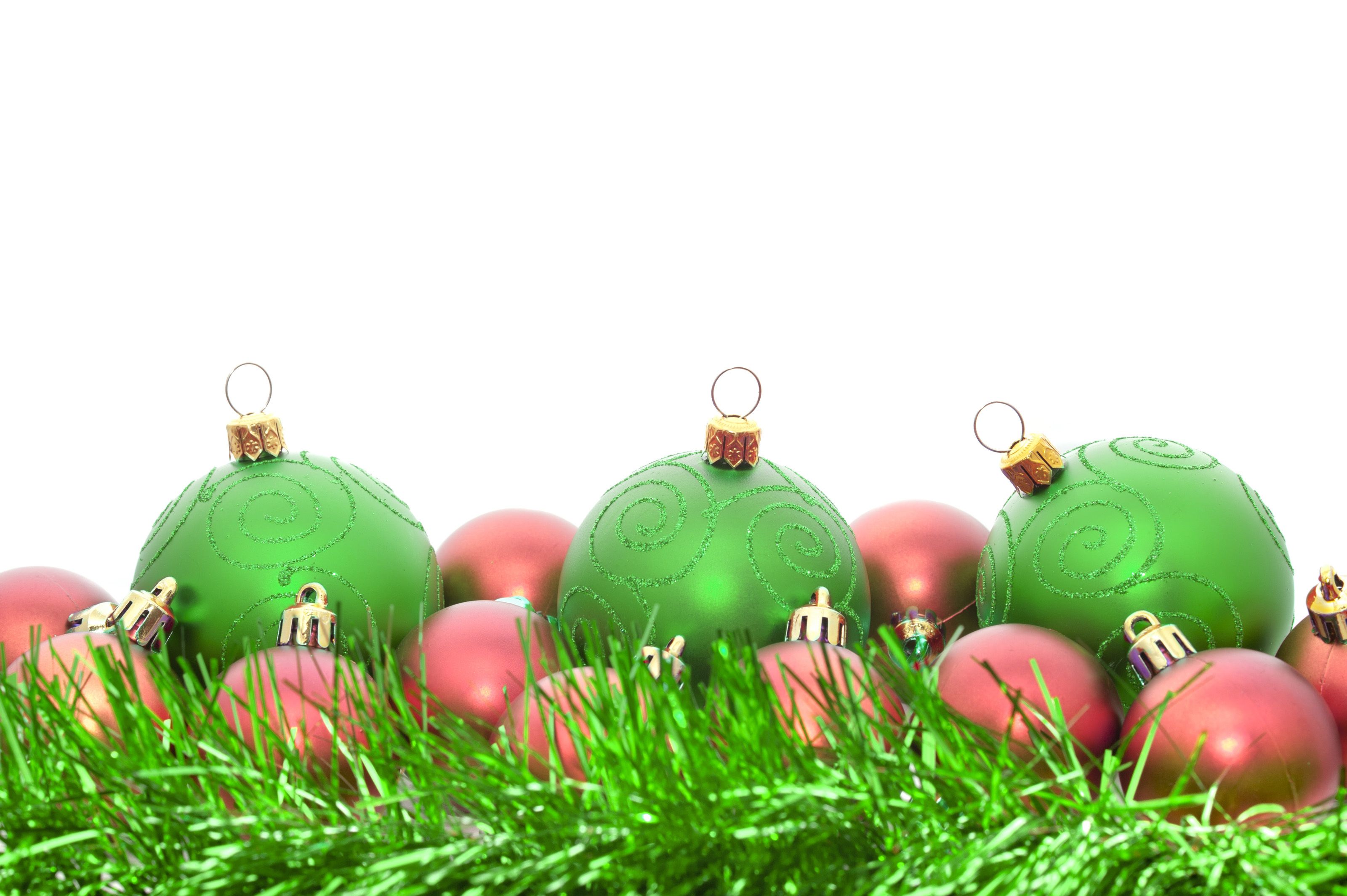 Green and pink Christmas toys on Christmas wallpaper and image, picture, photo