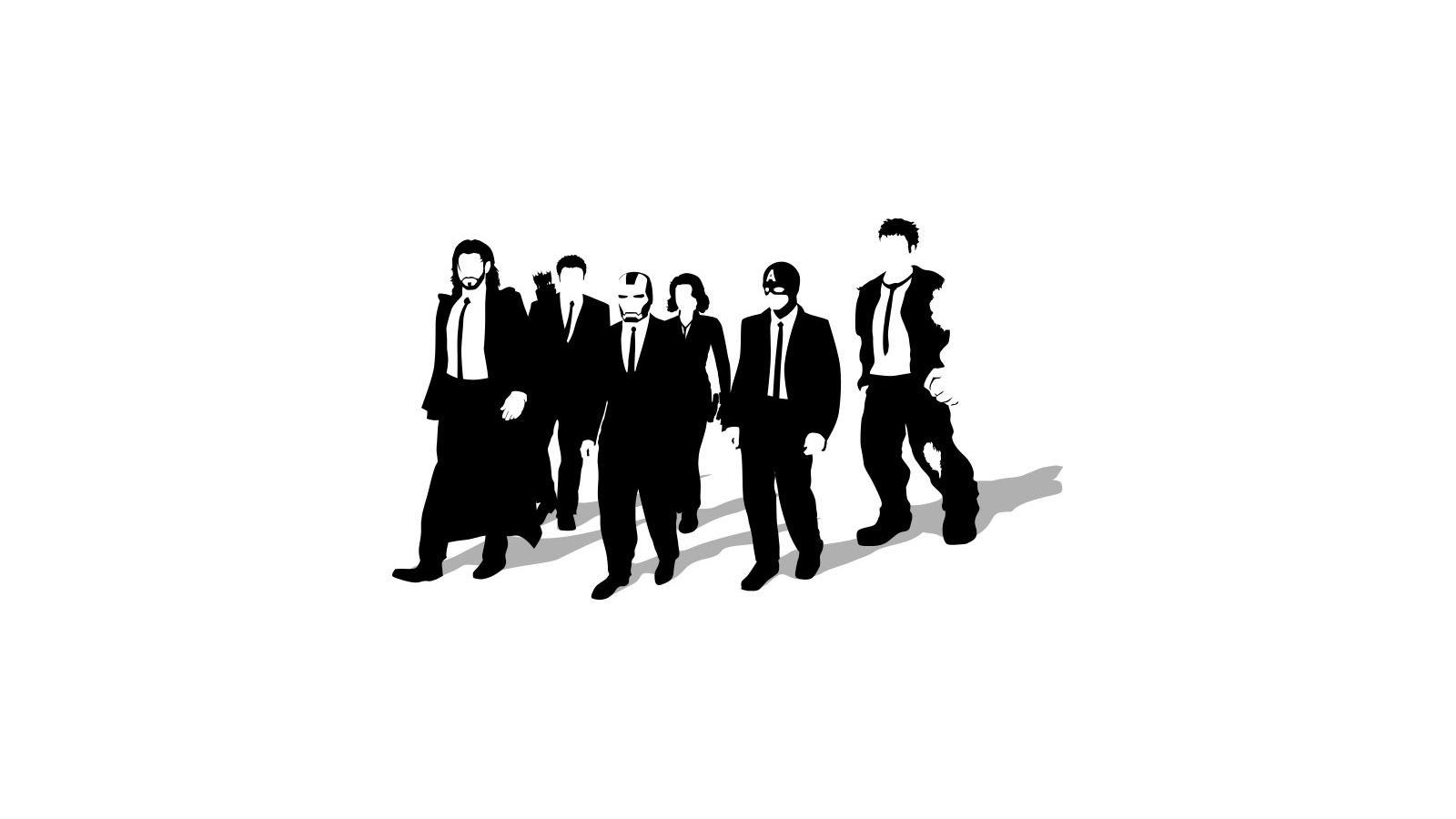 Black and white minimalistic funny reservoir dogs the avengers crossovers the avengers movie white free desktop background and wallpaper