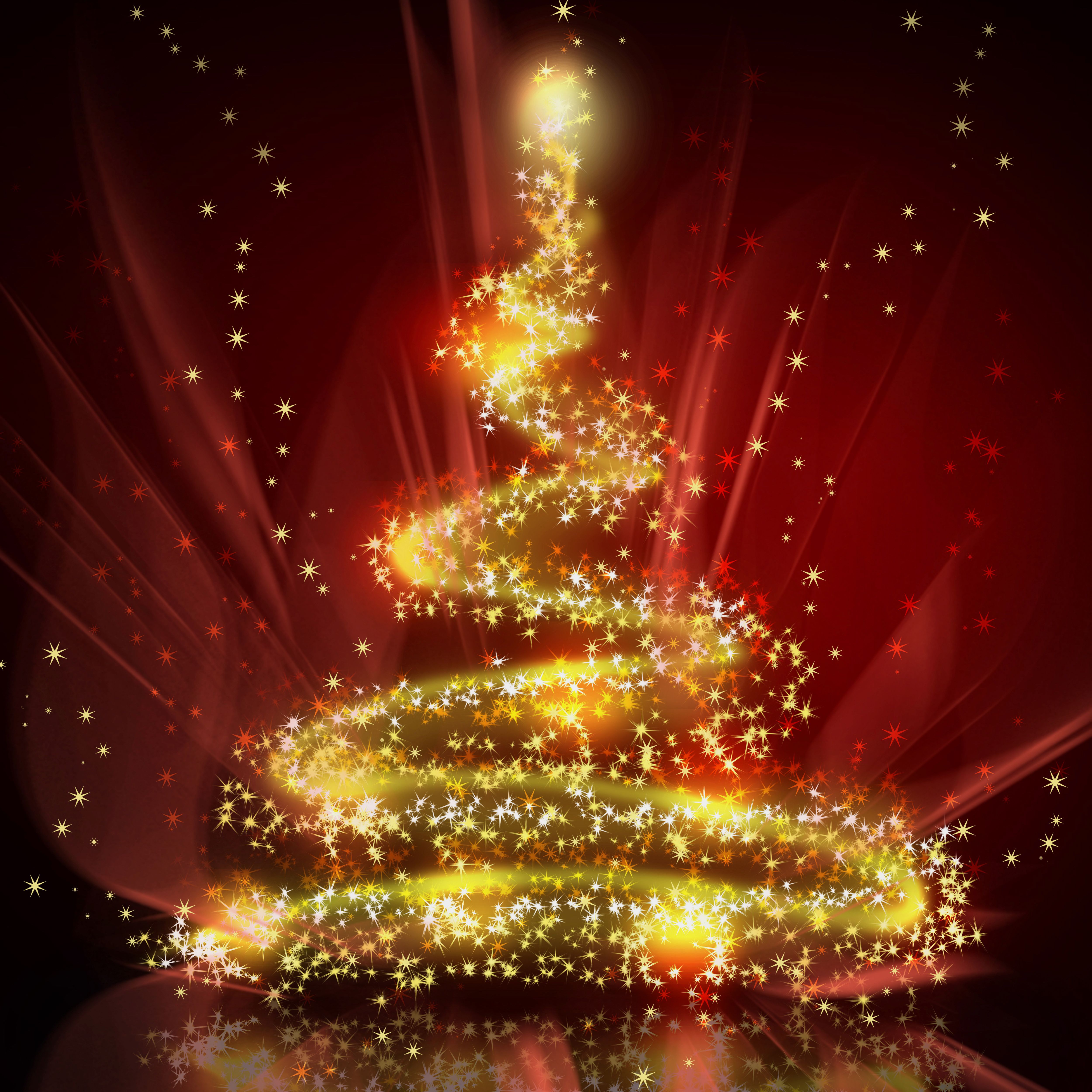 Red Christmas Background with Gold Tree​-Quality Free Image and Transparent PNG Clipart