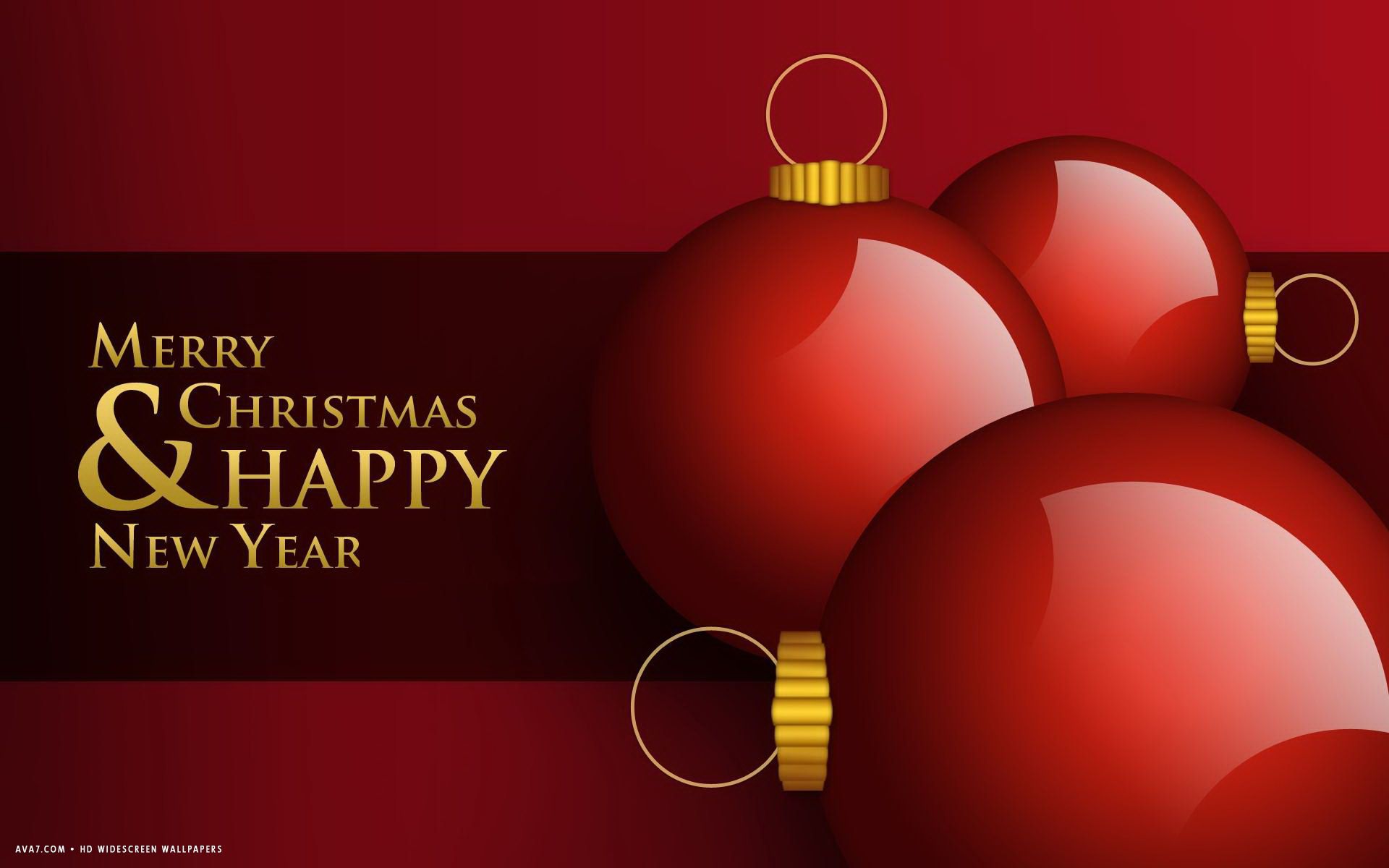 merry christmas and happy new year glass balls holiday HD widescreen wallpaper / holidays background