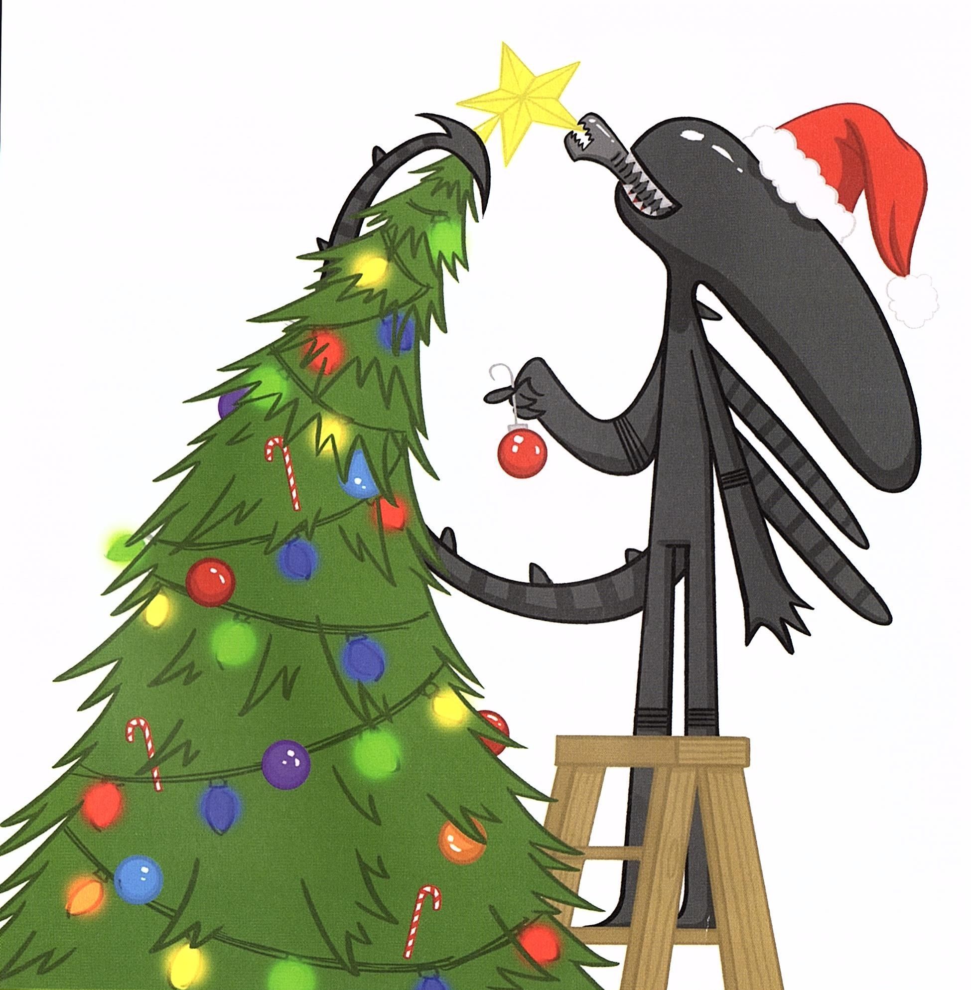 Alien Next Door. Creepy christmas, Aliens funny, Christmas art