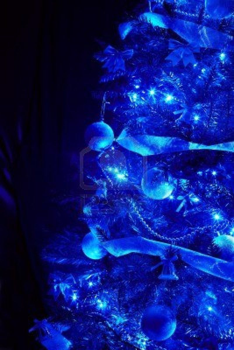 Blue background with christmas tree, ball, light. Abstract. Blue christmas tree, Blue christmas, Christmas colors