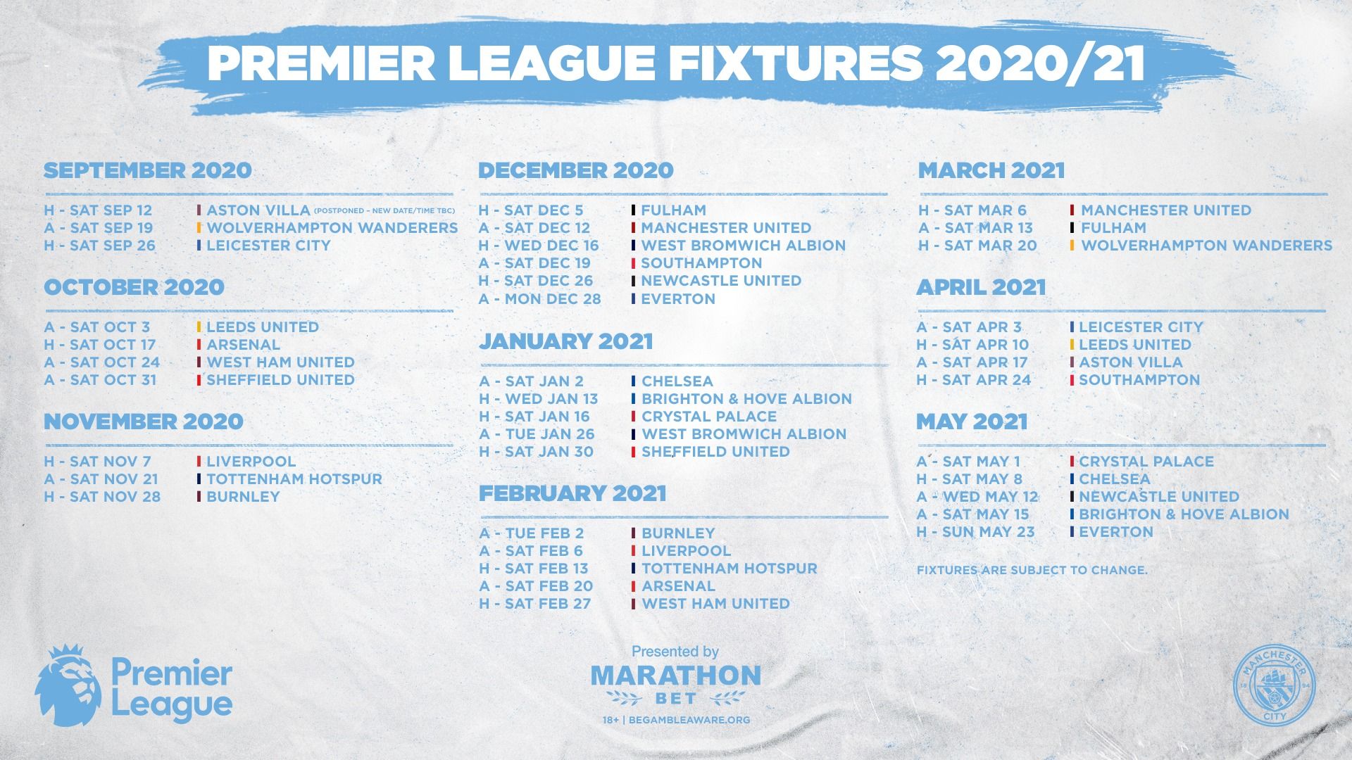 Manchester City 2020 21 Fixtures In Full! Which Game Do You Look For First?