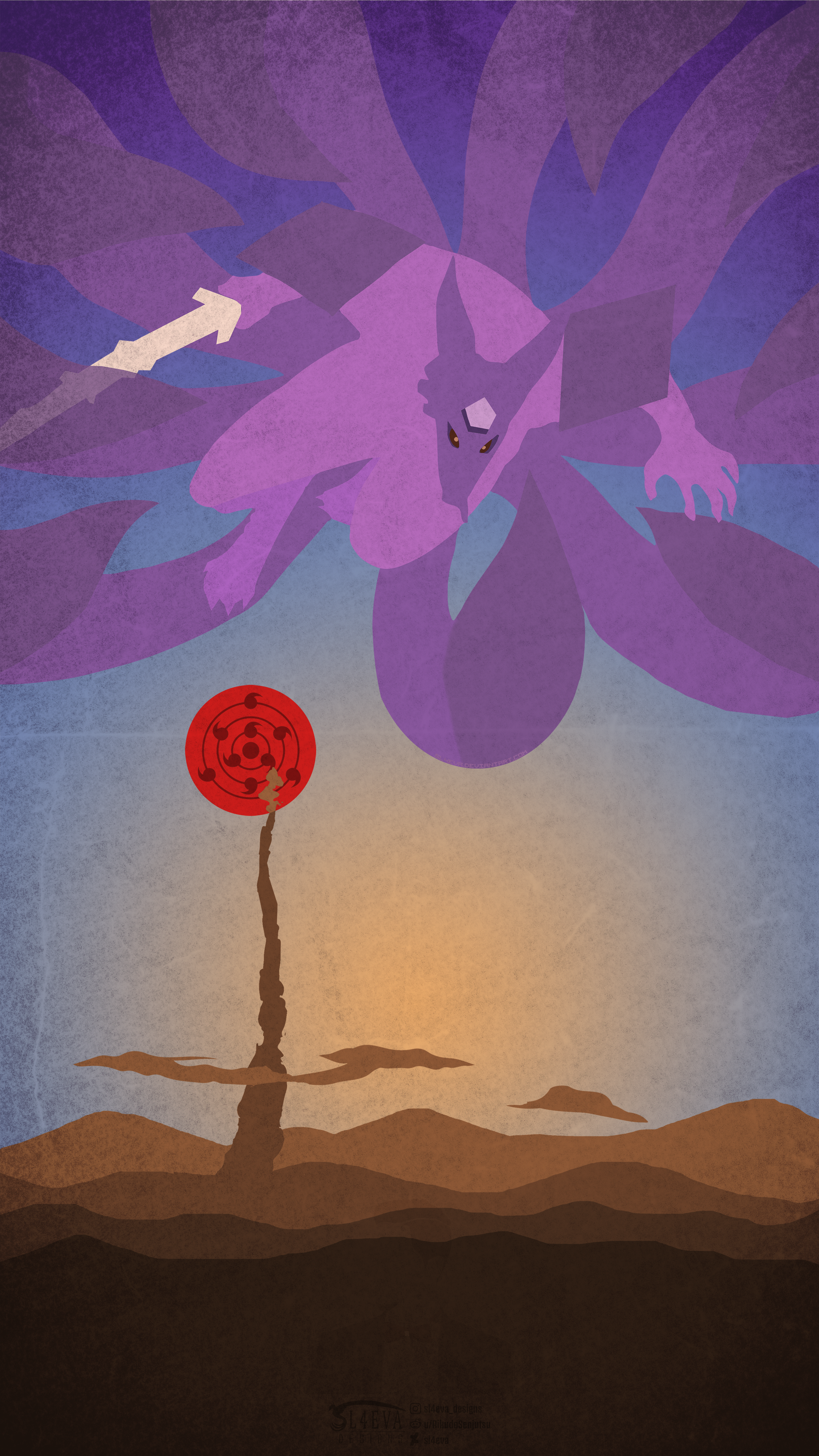 OC Susanoo Kurama Minimal Mobile Wallpaper