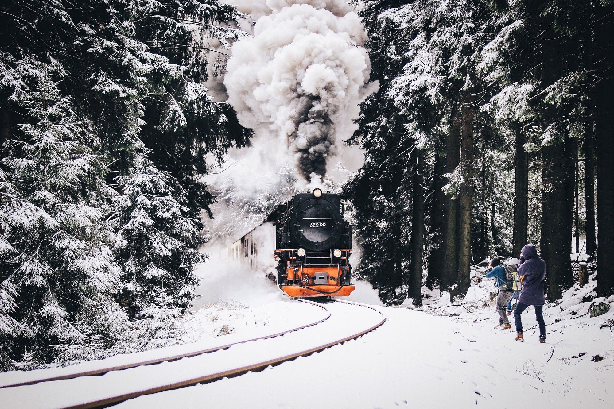 Red Winter Train on the Tracks Stock Image - Image of europe, speed:  217746121