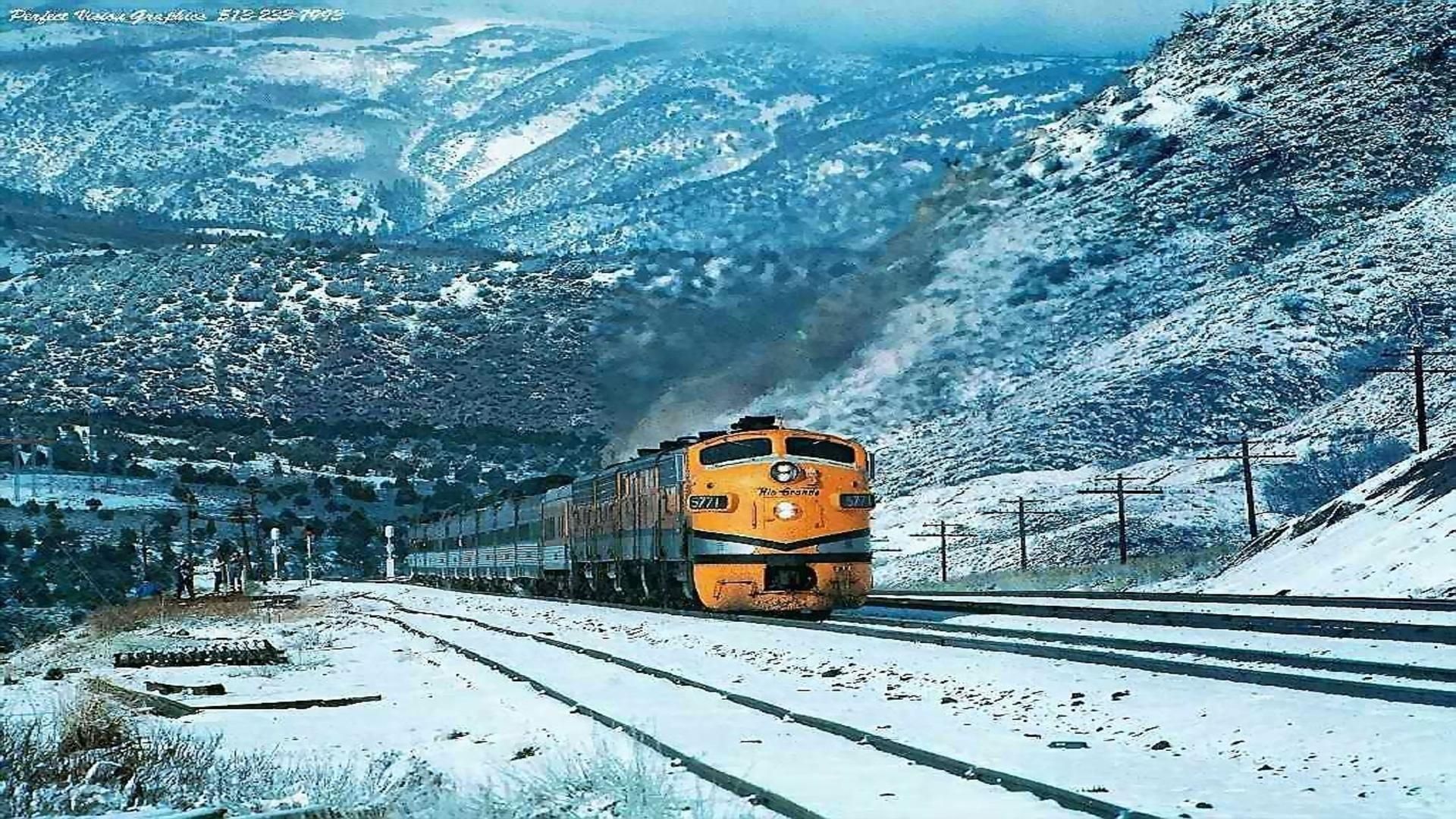Train in mountains at winter. Train picture, Train wallpaper, Train