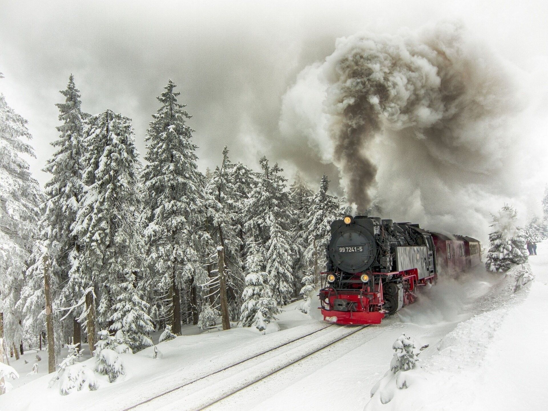 Old Train In Snow