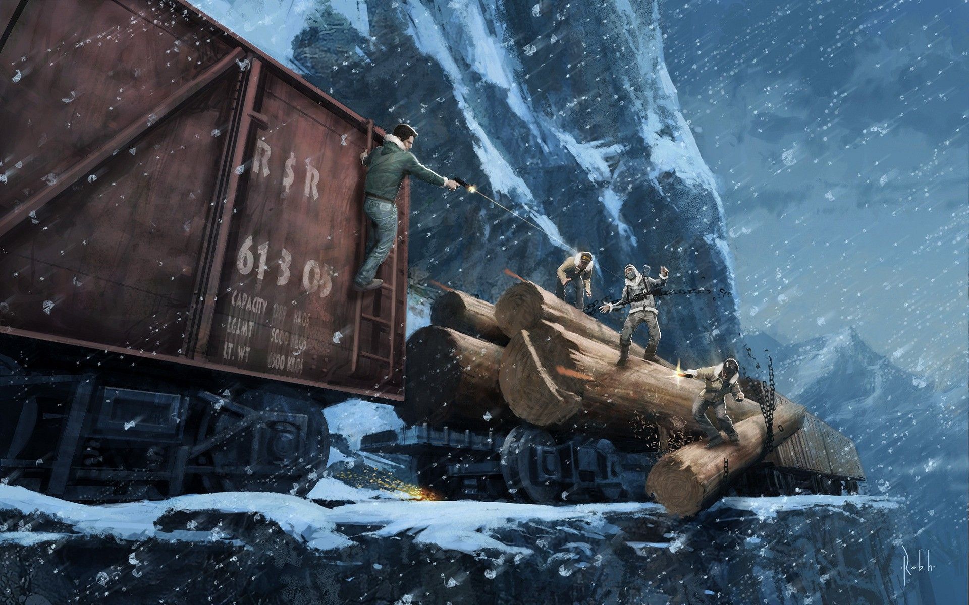 Winter, train, railroad, snow, mountains, wallpaper, uncharted, month, goodwp, games