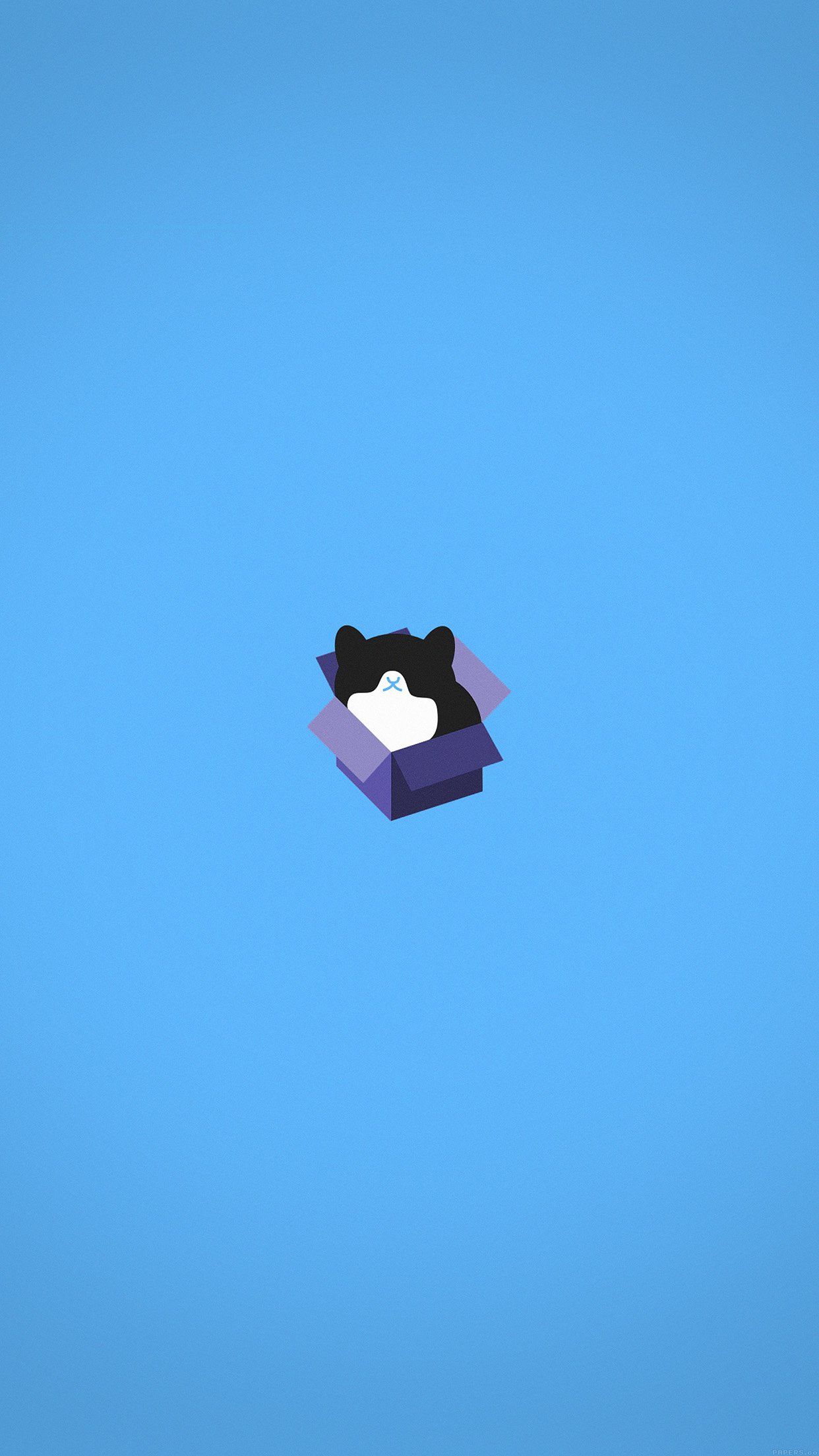 Cat Box Blue Illust Animal Art Minimal Android wallpaper HD wallpaper