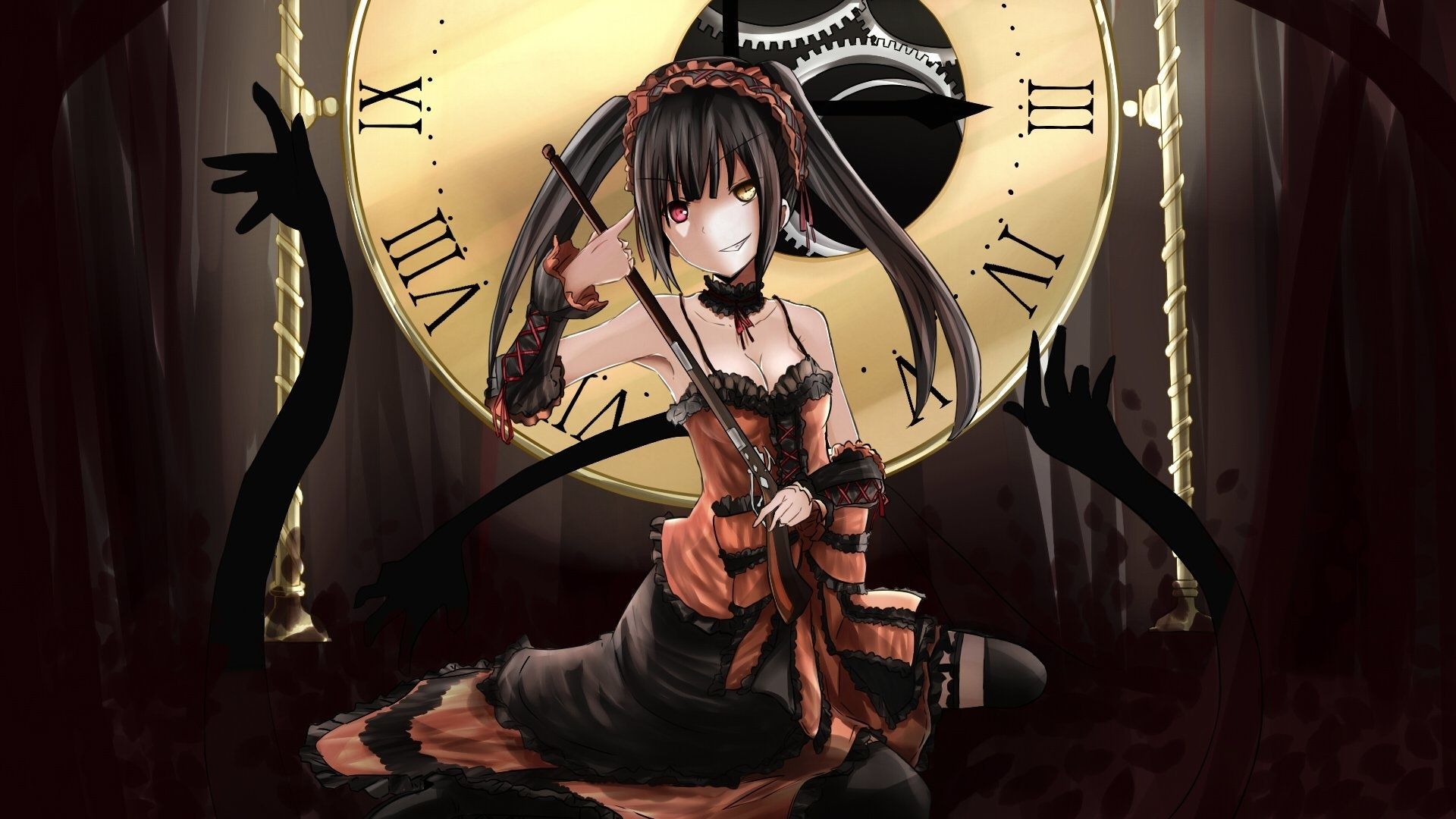 Kurumi tokisaki, dark, anime girl wallpaper, HD image, picture, background, 2844b8