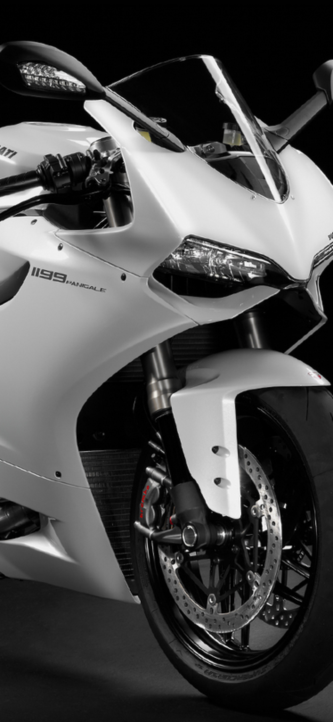 Download 1125x2436 Ducati 1199 Panigale, White, Motorcycle, Front View Wallpaper for iPhone X