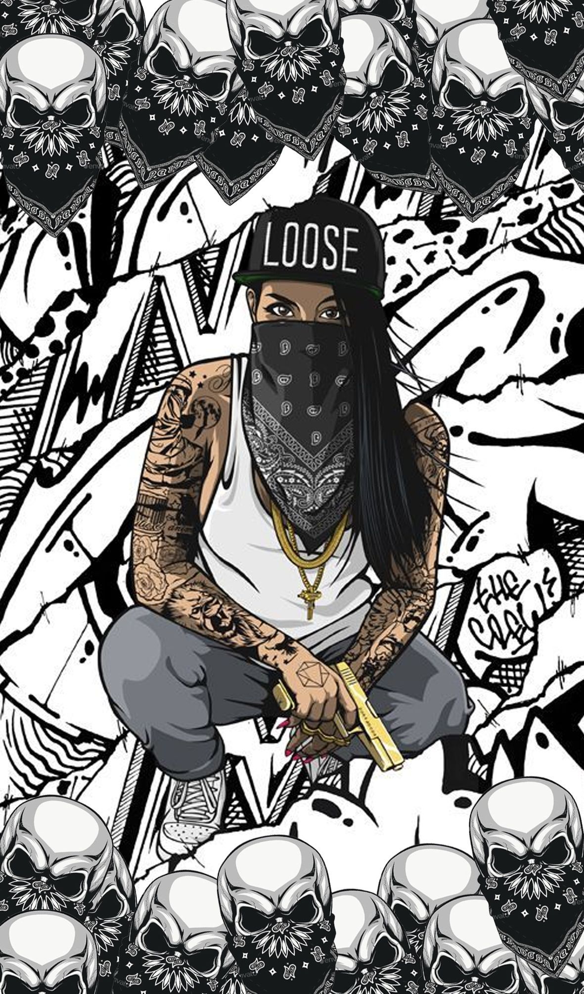 girls tumblr graffity. Girls cartoon art, Gangster drawings, Black girl art