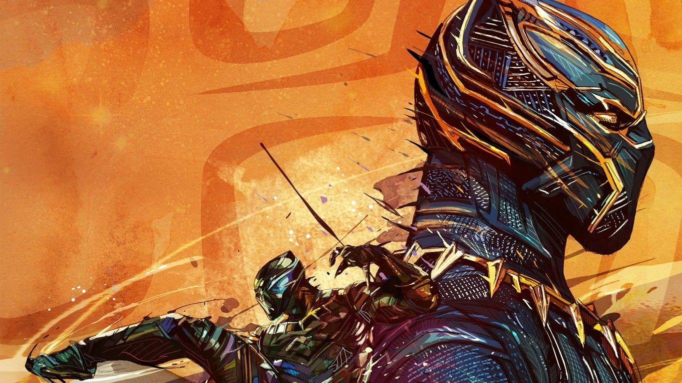 Download 1366x768 Black Panther, Profile View, Art Wallpaper for Laptop, Notebook