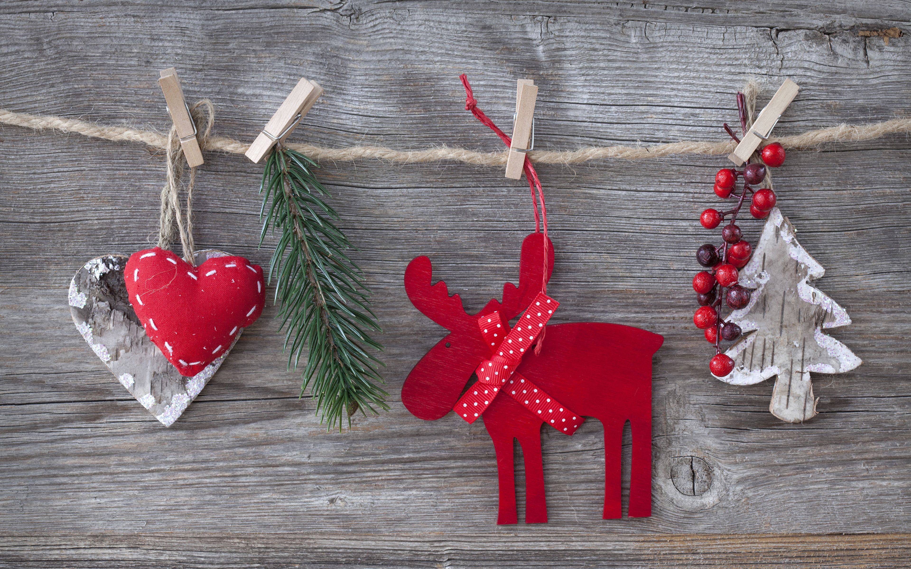 Photo Moose Christmas Heart Toys Holidays 3840x2400