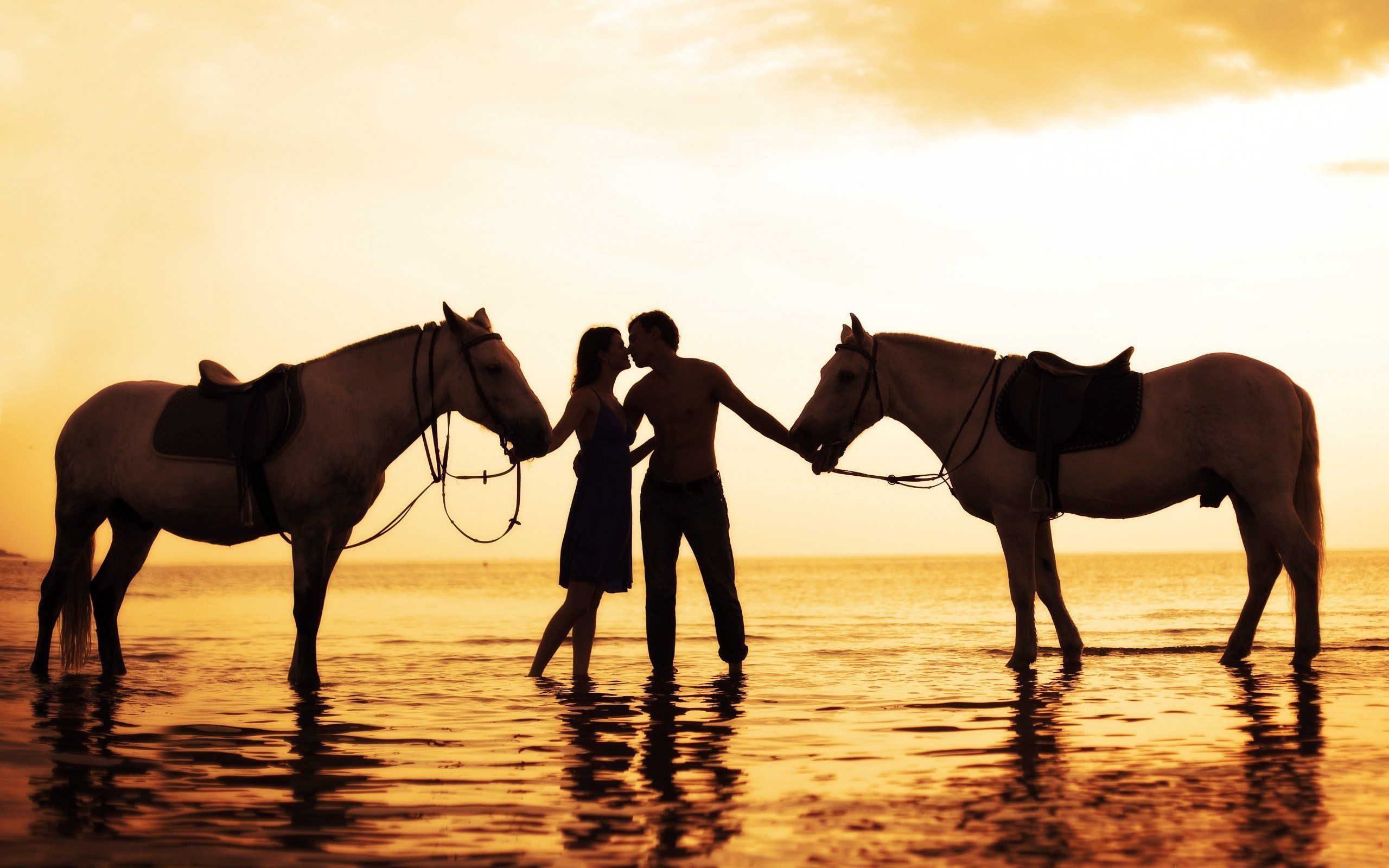 Couple love mood people men women horse wallpaperx1600