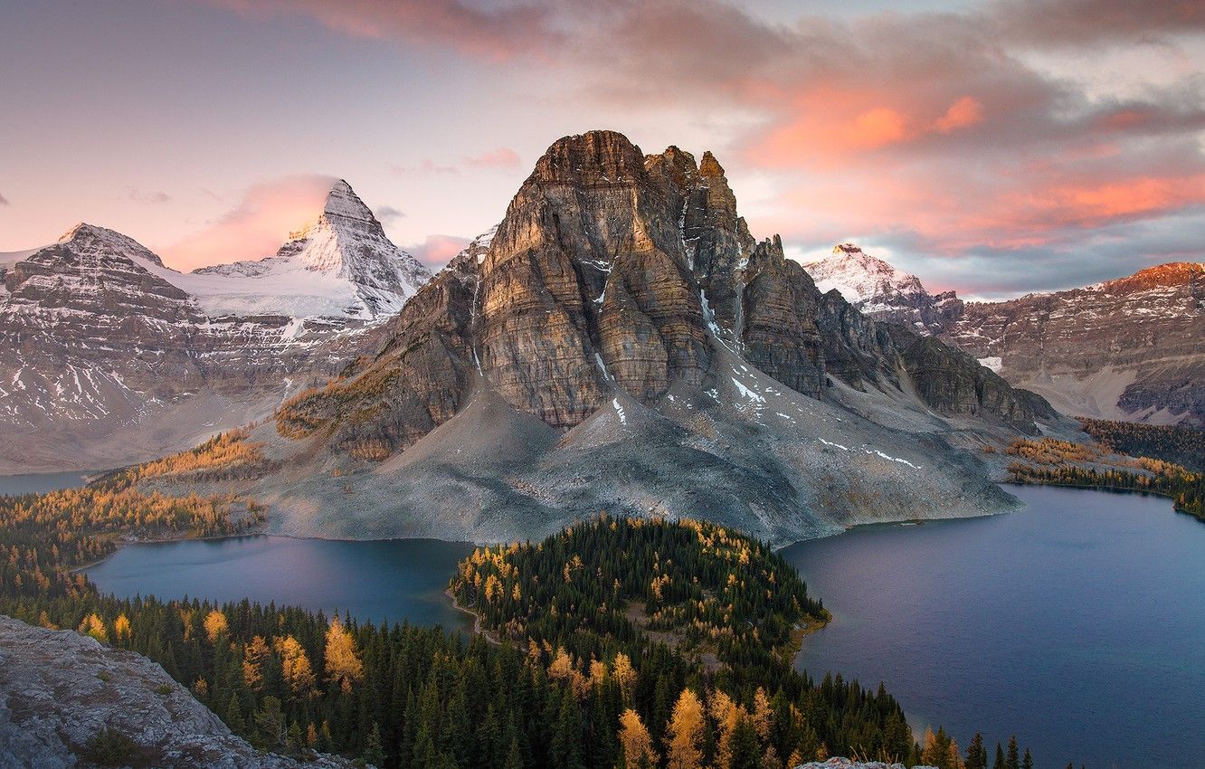 Wallpaper autumn, forest, mountains, mountain, lake, Canada image for desktop, section пейзажи