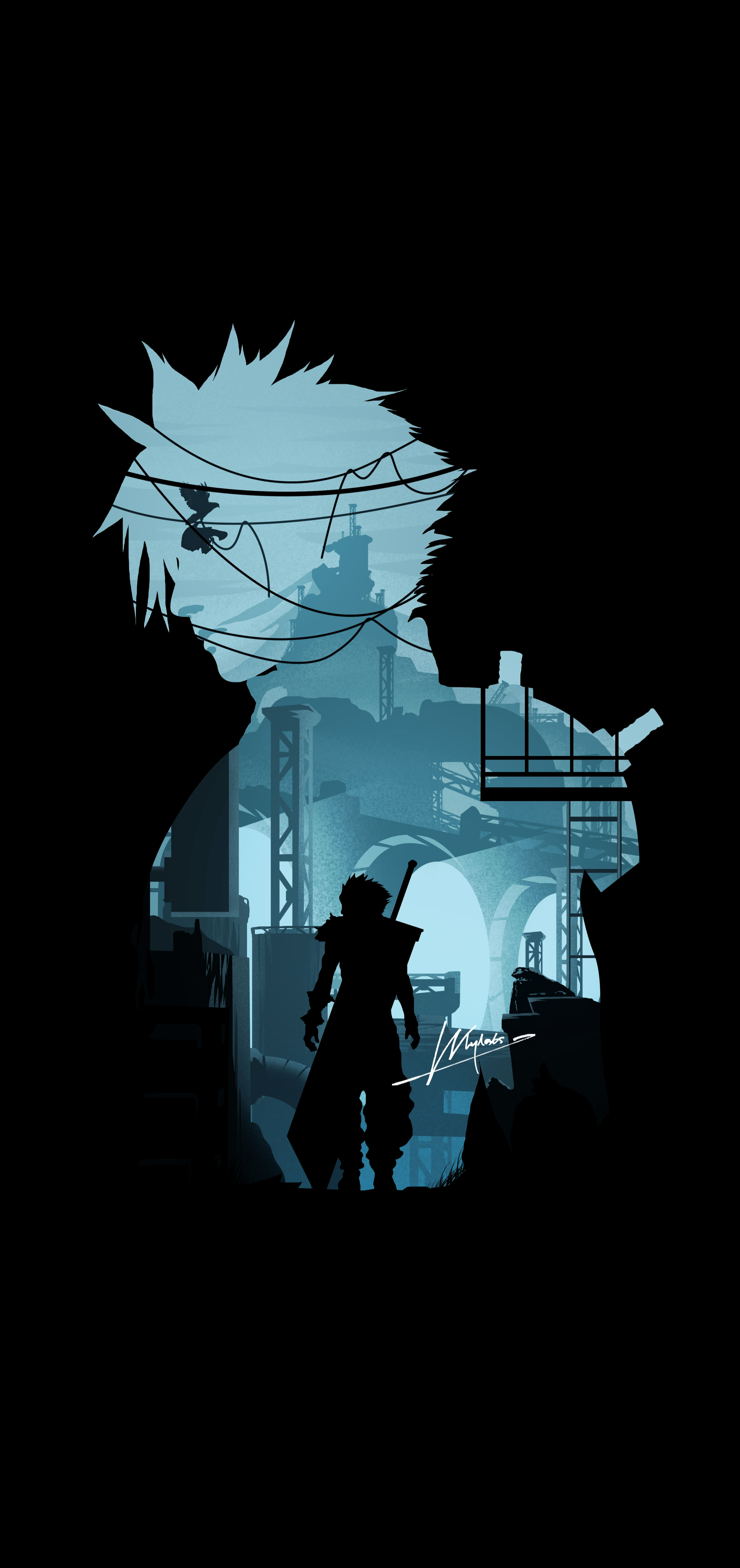 Final Fantasy VII Cloud Silhouette OLED [2900x6143]