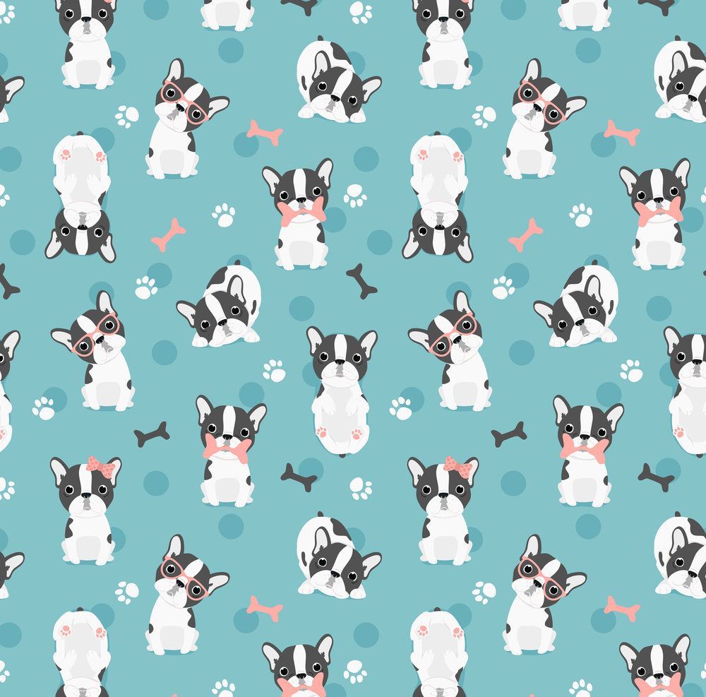 Frenchie Fabric And Pink French Bulldog By Ewa Brzozowska Cotton Fabric By The Yard With Spoonflower. Bulldog wallpaper, Bulldog, French bulldog