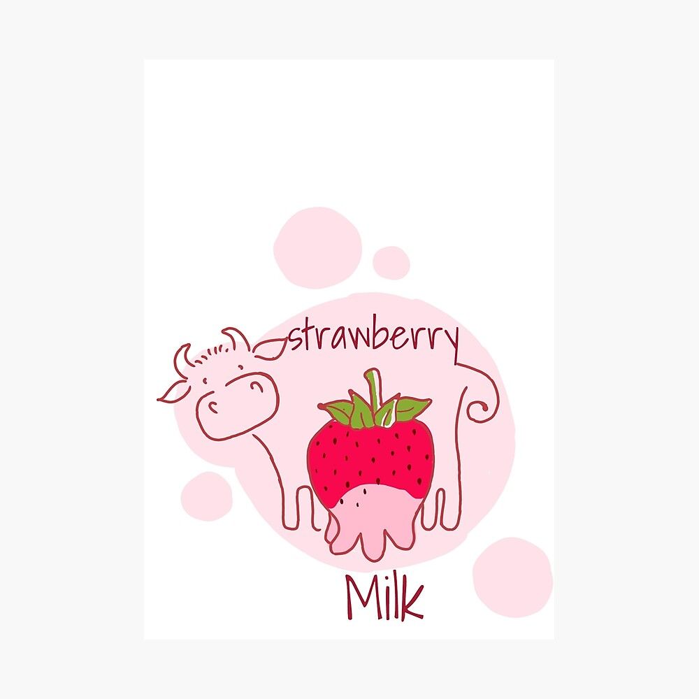 Strawberry Milk, Cute Cow, Strawberry Cow Pet Metal Print