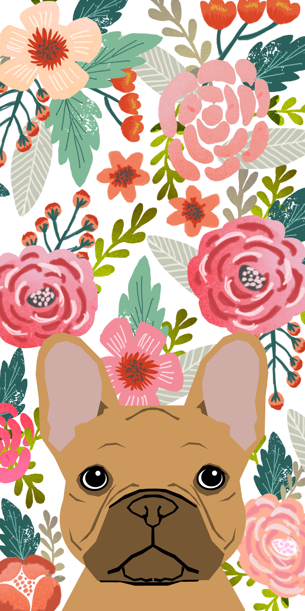 CASETiFY #floral #bulldog #animals #dogs #cute #art #wallpaper #ideas. Art wallpaper, Floral wallpaper, Cute wallpaper