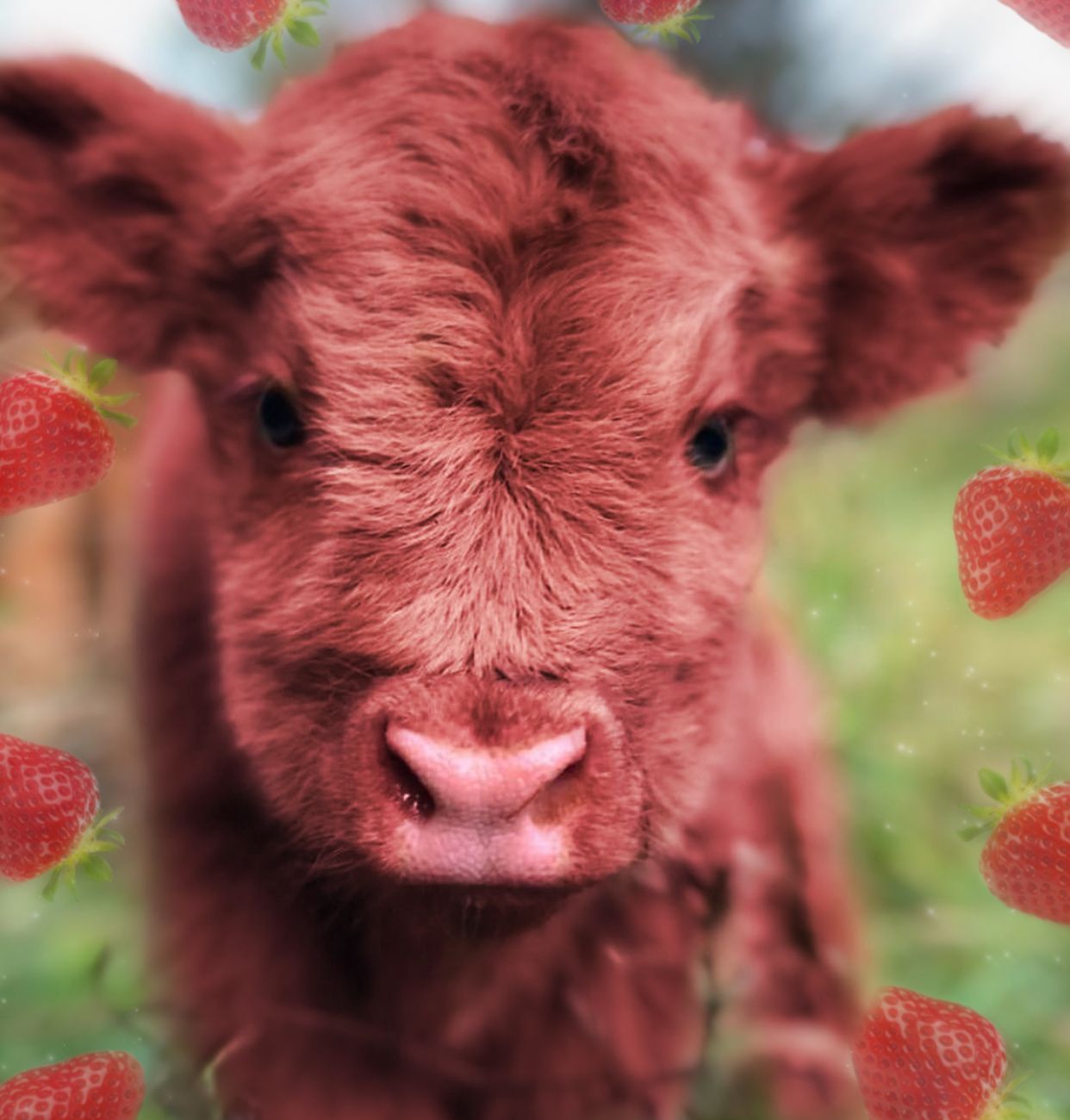 strawberry cow. Cute baby cow, Fluffy cows, Cute cows