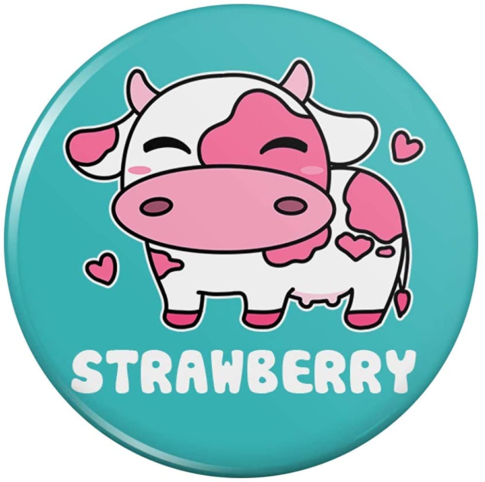 Cute Kawaii Strawberry Milk Cow Pinback Button Pin Badge: Clothing