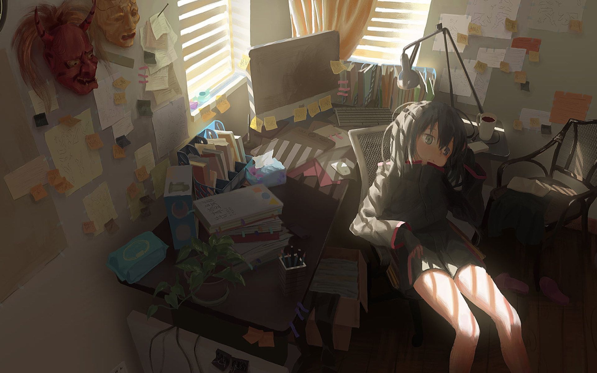 Wallpaper Anime girls, Anime: Gamers!, room, interior, sitting, desk • Wallpaper For You HD Wallpaper For Desktop & Mobile