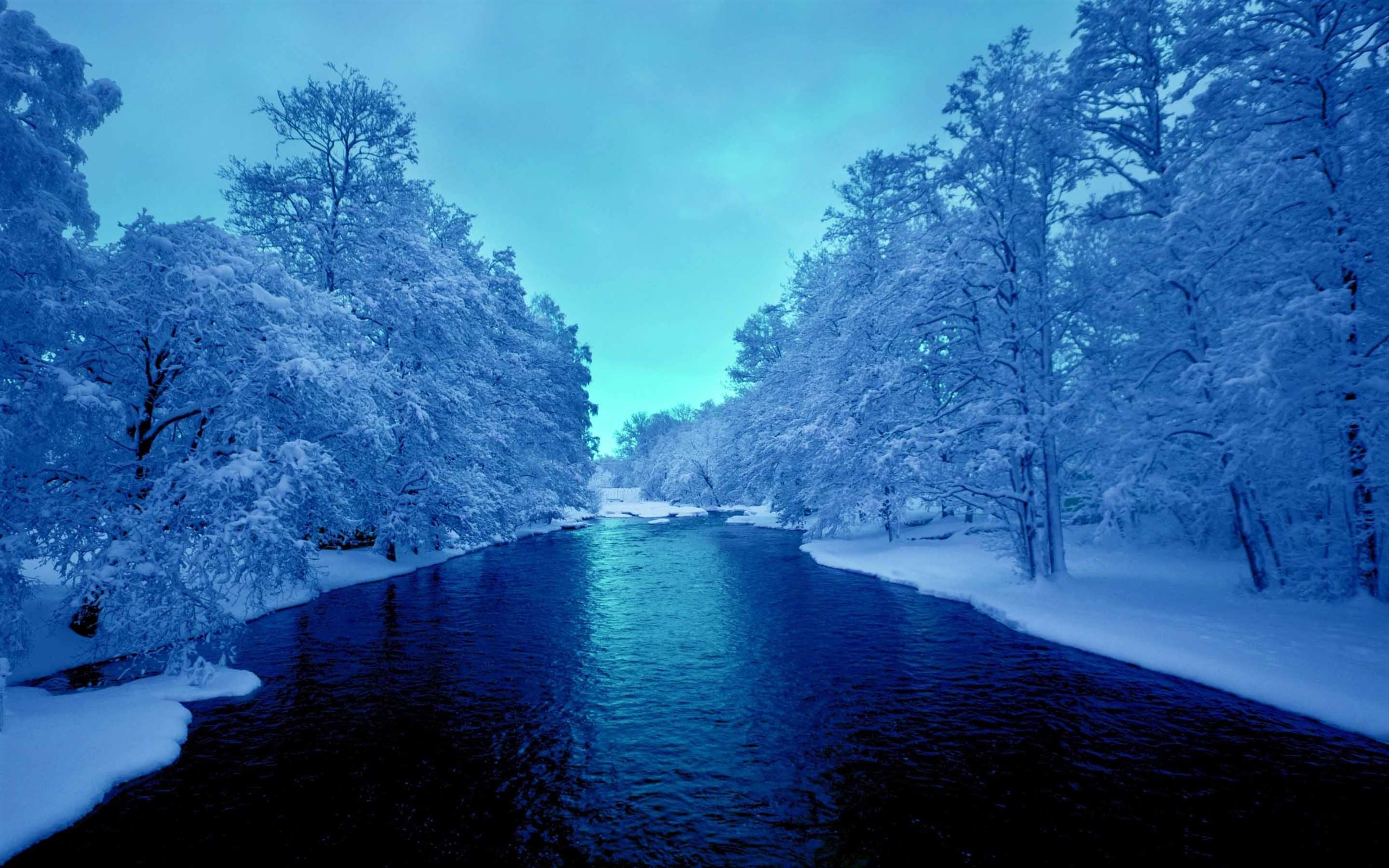 Cold Blue Winter River MacBook Air Wallpaper Download