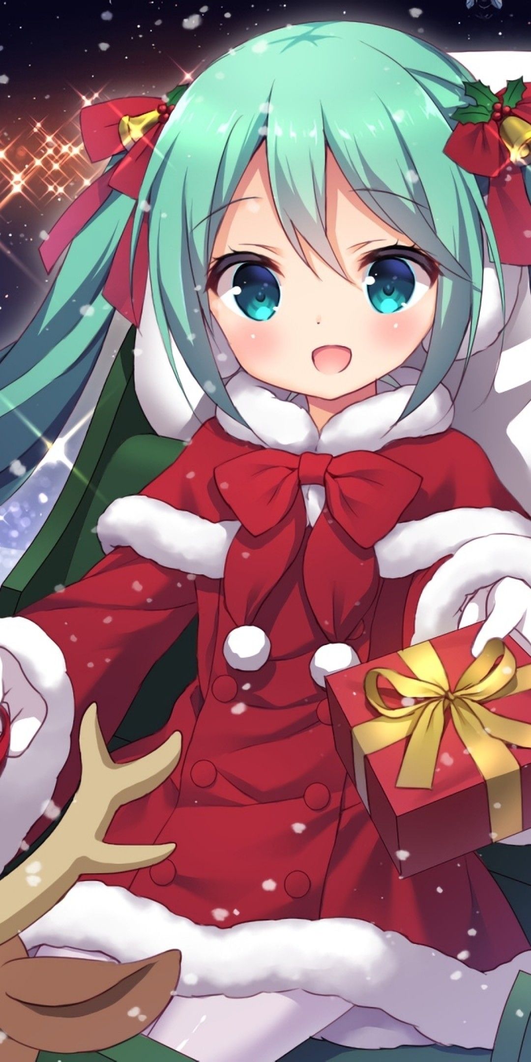Download 1080x2160 Hatsune Miku, Santa Costume, Gifts, Twintails, Cute, Vocaloid, Christmas Wallpaper for Huawei Mate 10