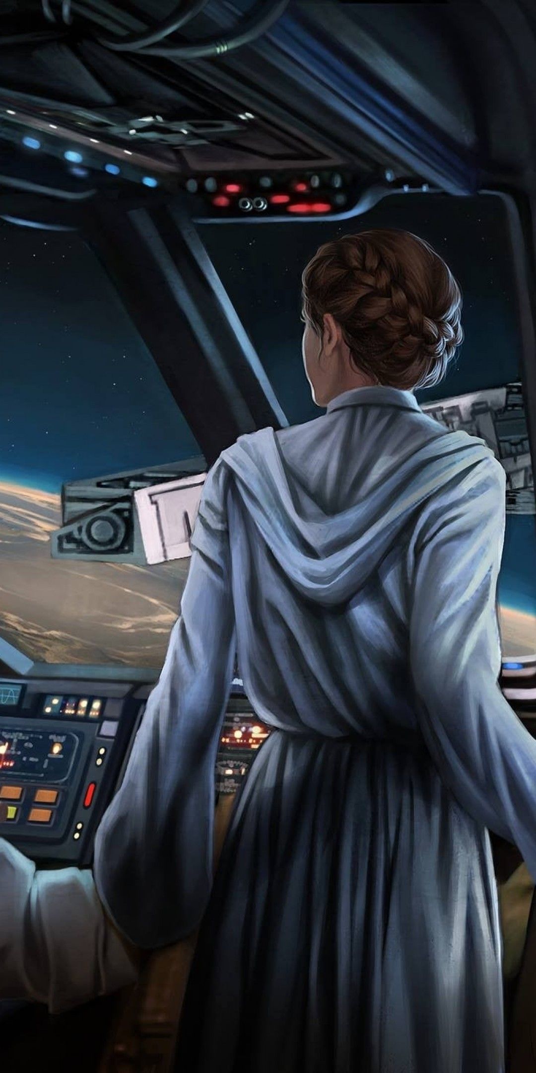 Download 1080x2160 Star Wars, Leia Organa, Princess, Spaceship, Artwork Wallpaper for Huawei Mate 10