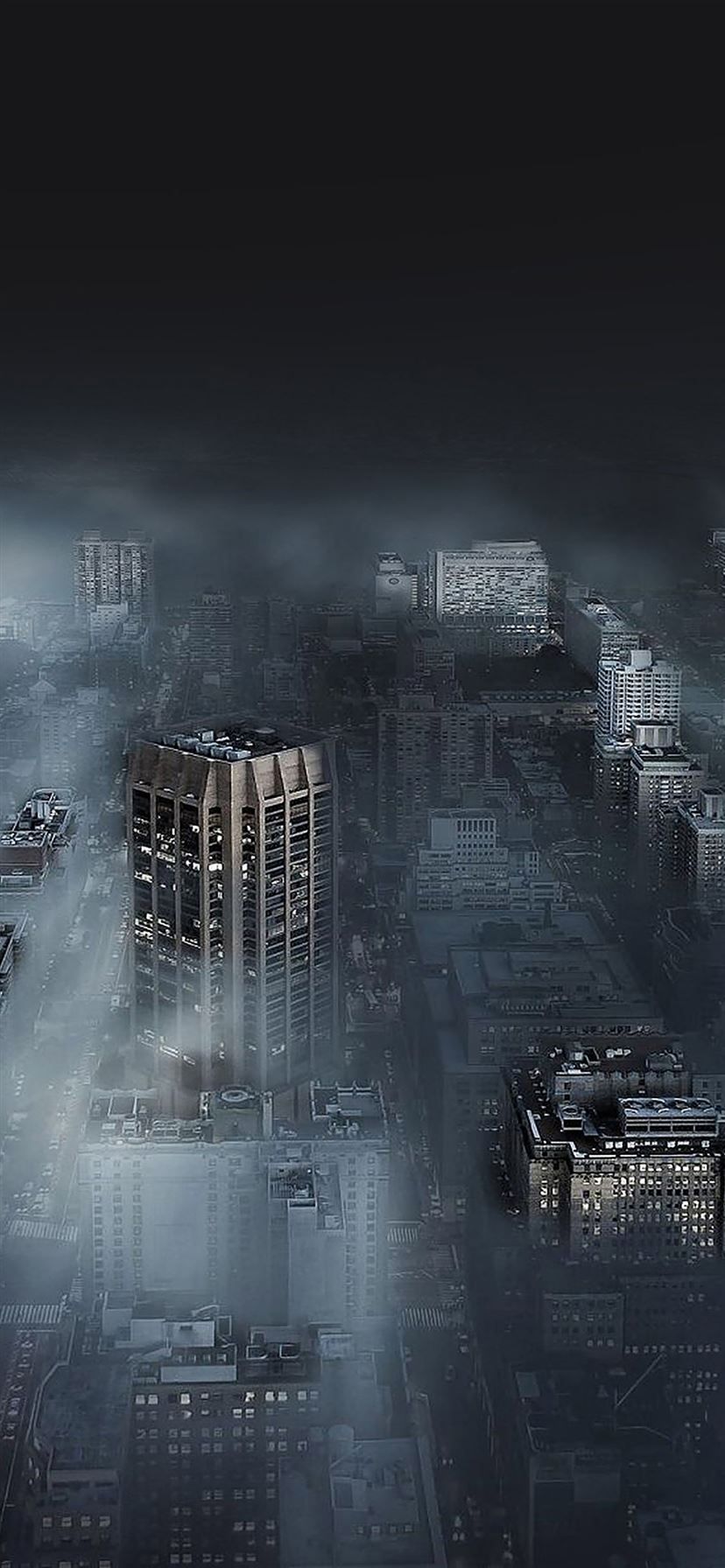 Dark city in fog iPhone 11 Wallpaper Free Download