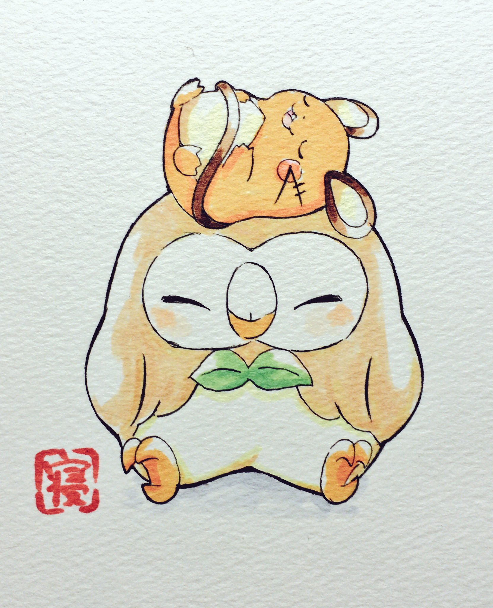 Dedenne y Rowlet. Pokemon, Pokemon alola, Cute drawings