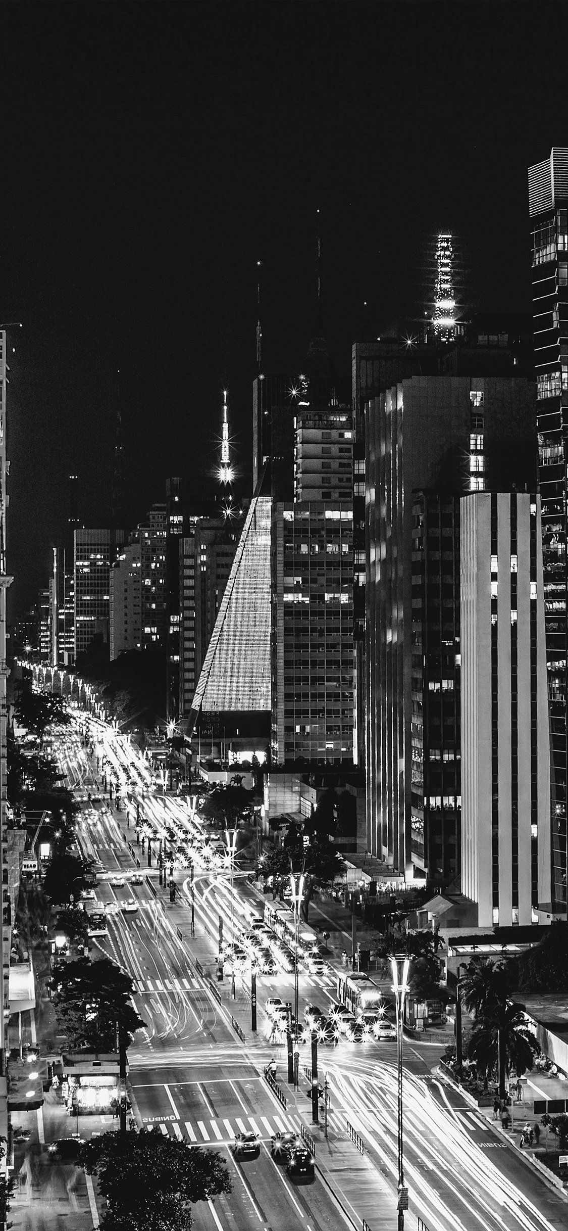 City night view urban street dark iPhone X Wallpaper Free Download