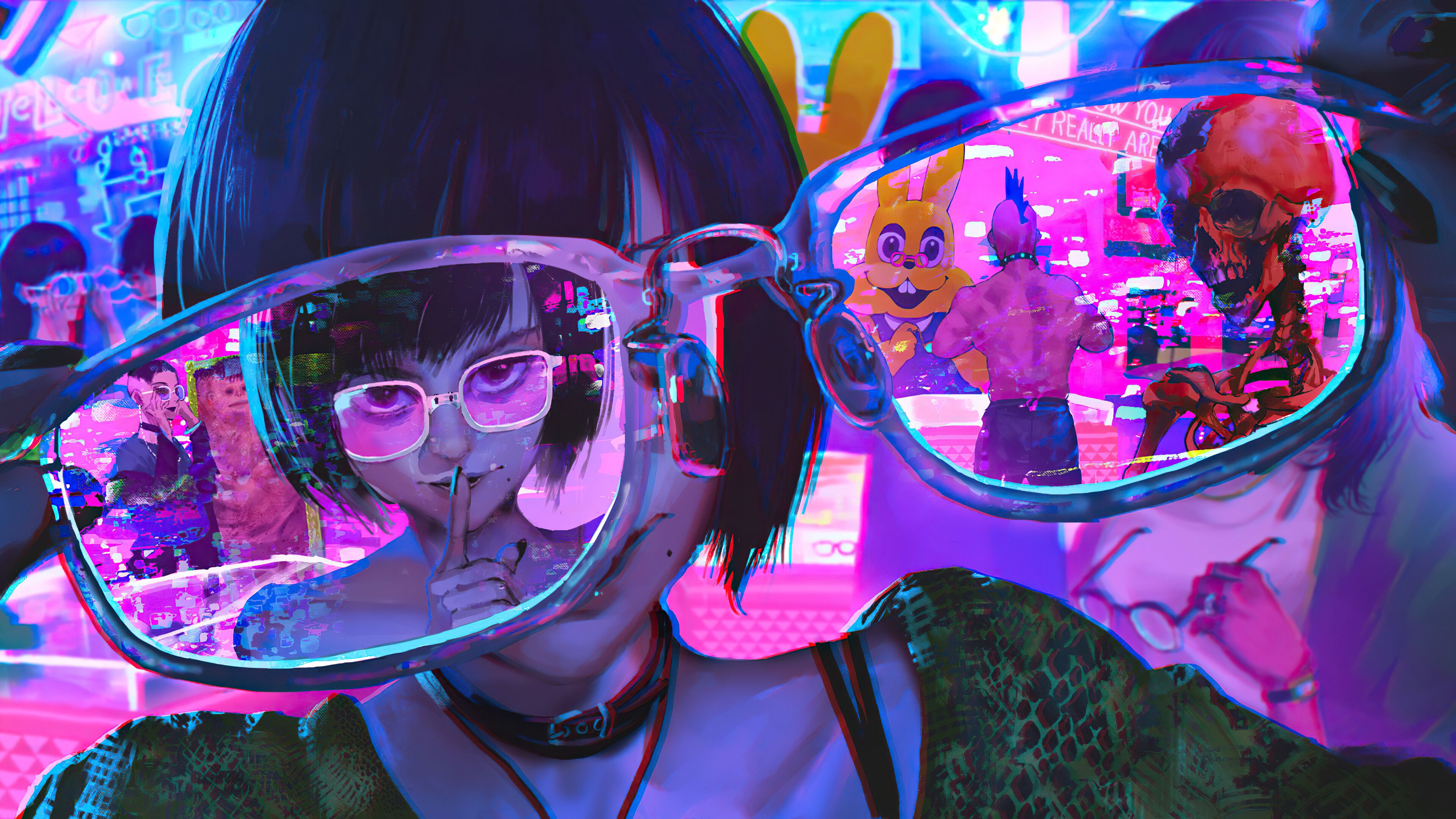 Cyberpunk girl thrugh glasses Wallpaper 4k Ultra HD
