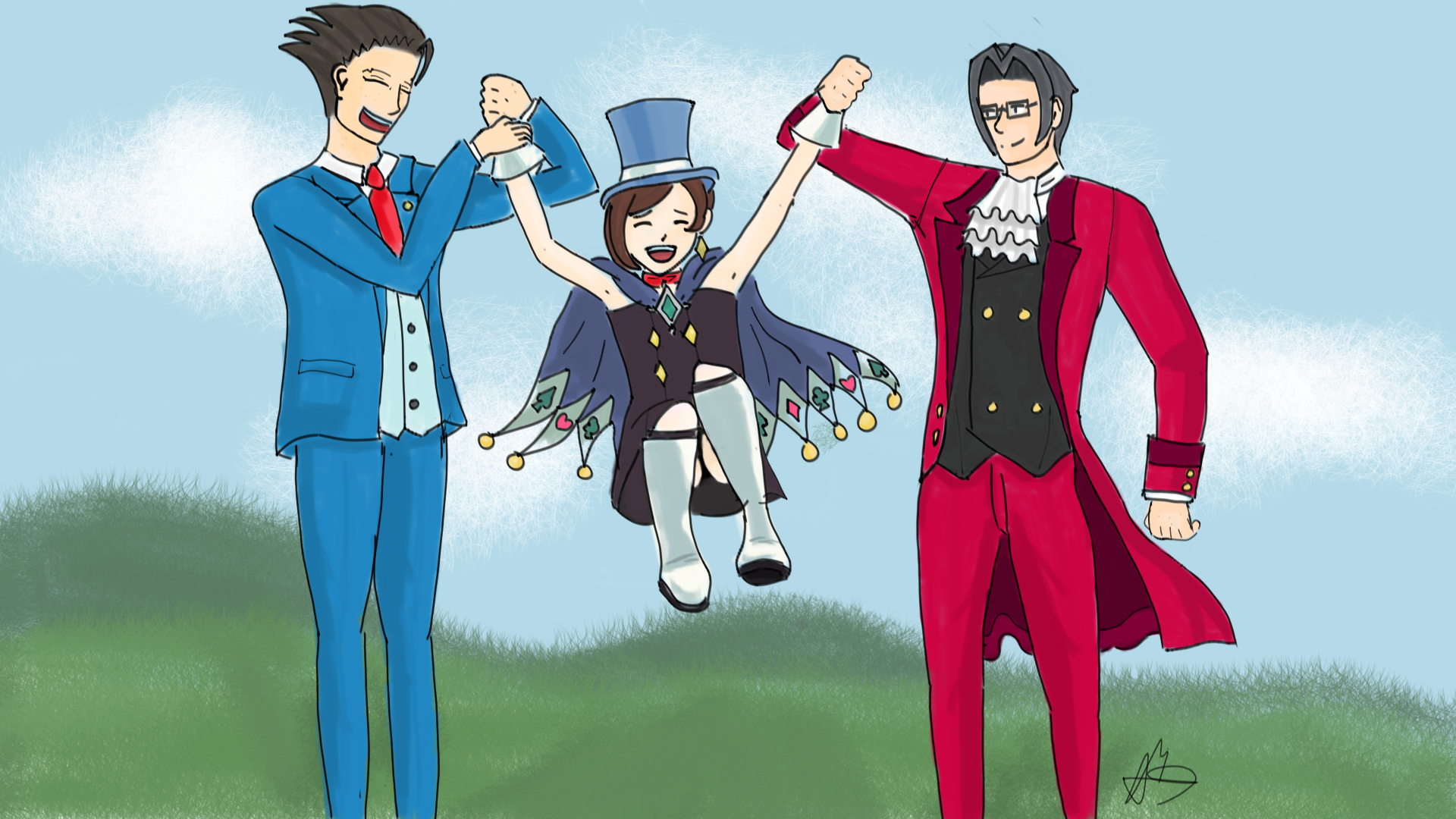 A little something I drew on my phone for narumitsu week :D