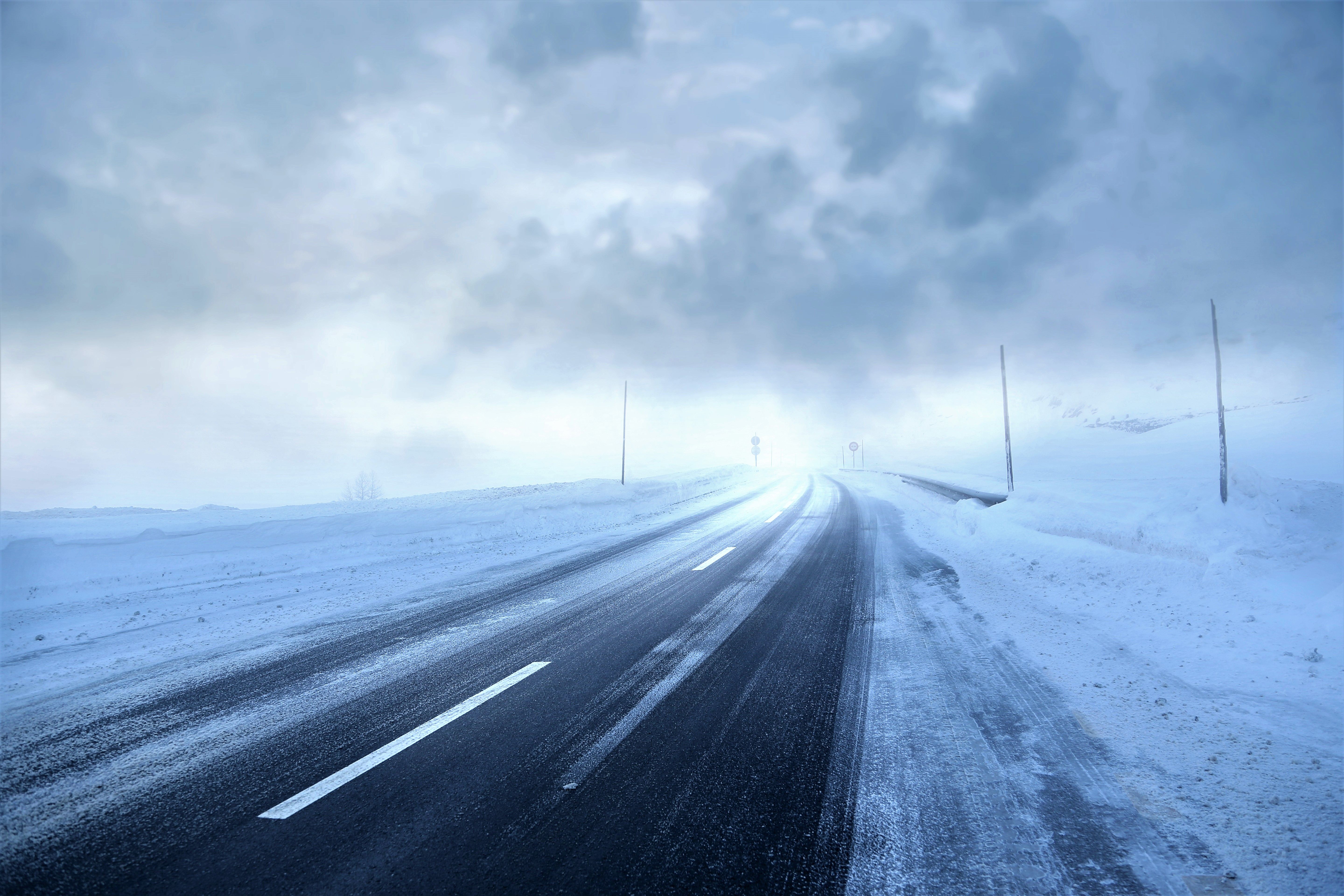 Road Covered With Snow Storm Winter Season 4k 5k, HD Nature, 4k Wallpaper, Image, Background, Photo and Picture
