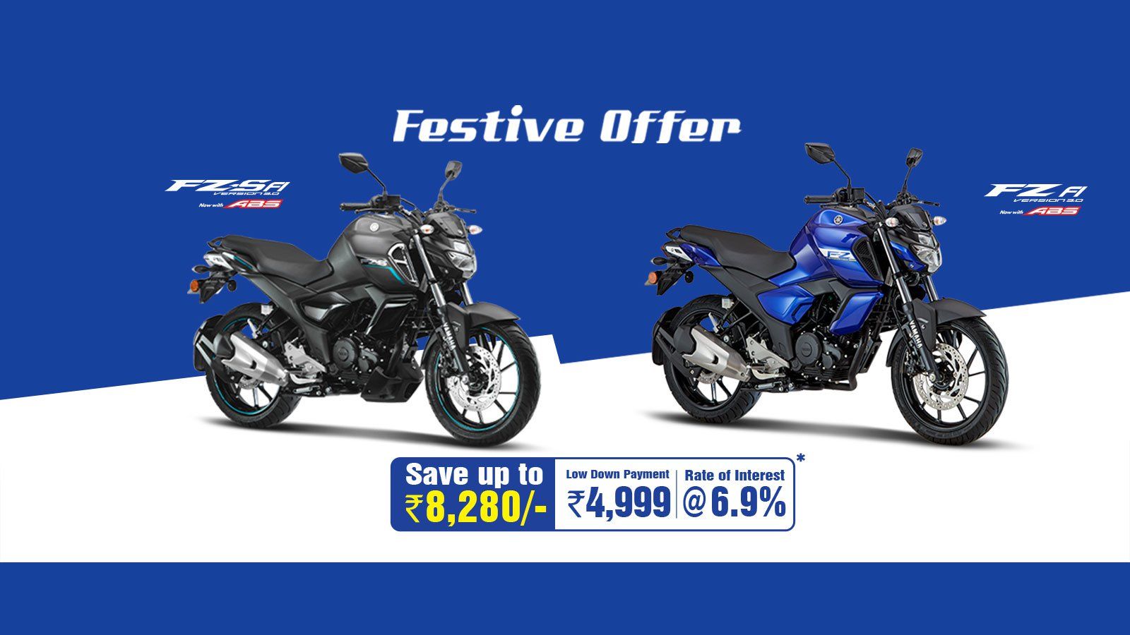 Yamaha FZ V3 and FZS V3 Available INR 4,999 Downpayment