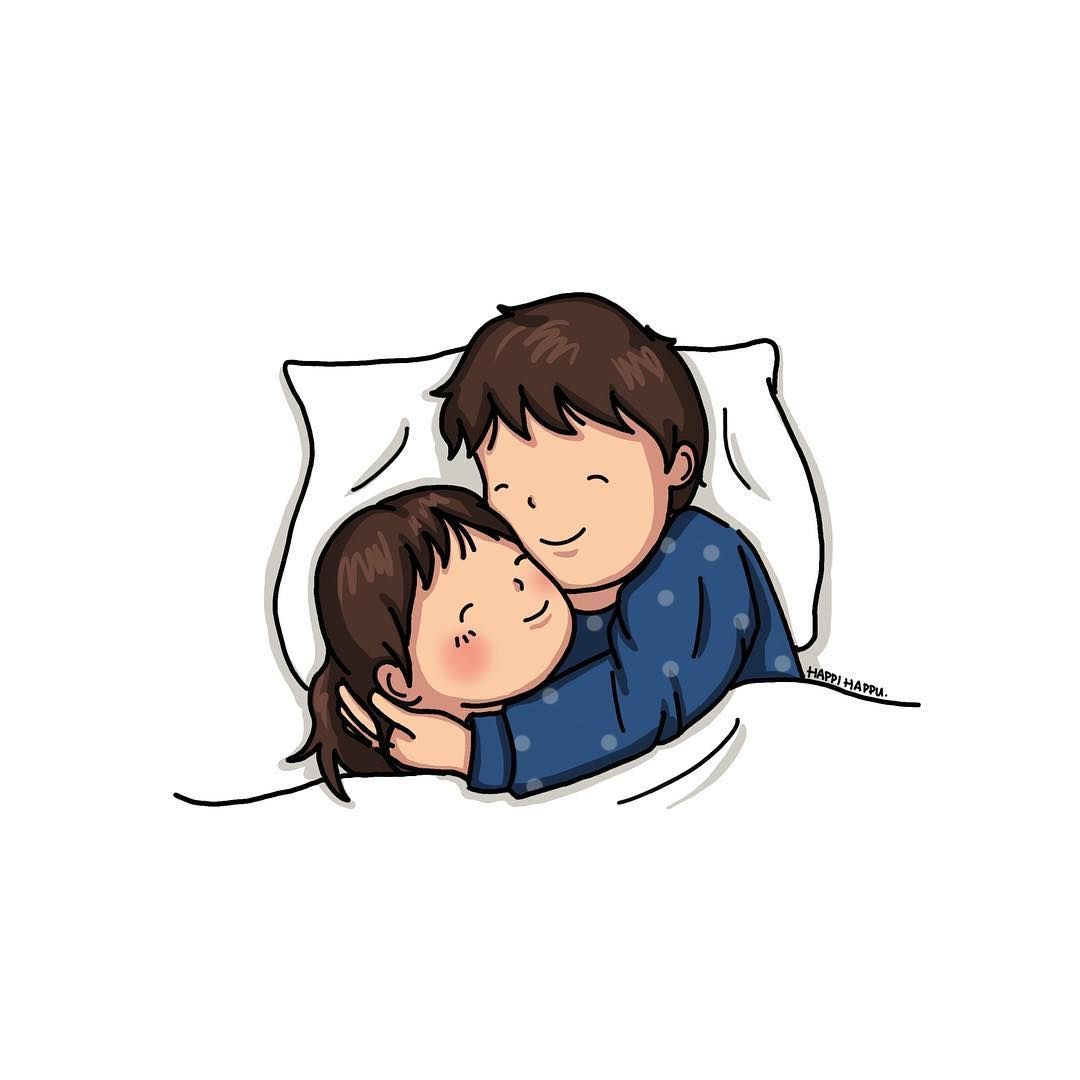 image Of Back Hug Couple Sleeping