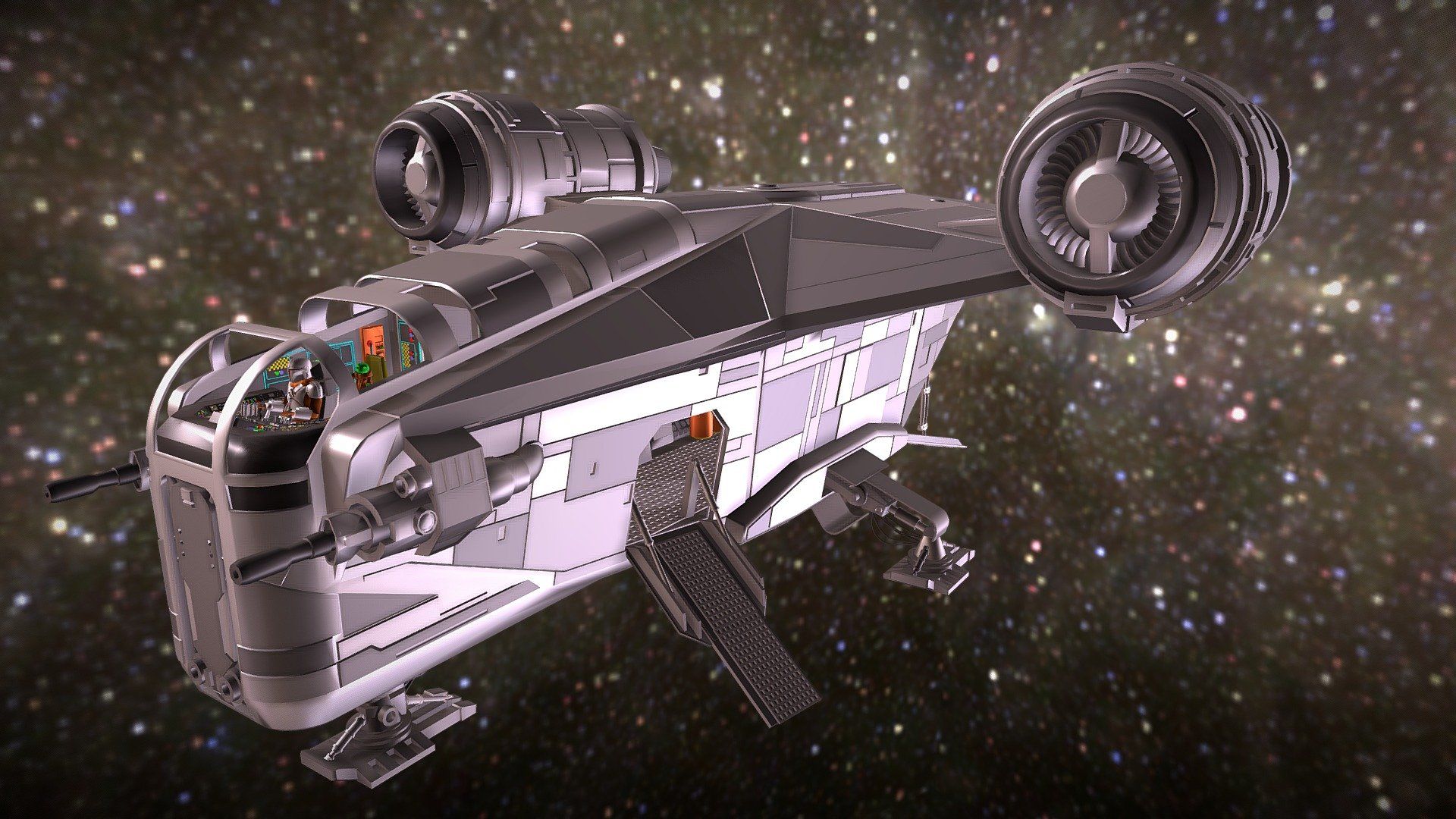 The Mandalorian, Razor Crest, Full Interior Free 3D Model By Binkley Spacetrucker [ee72226]